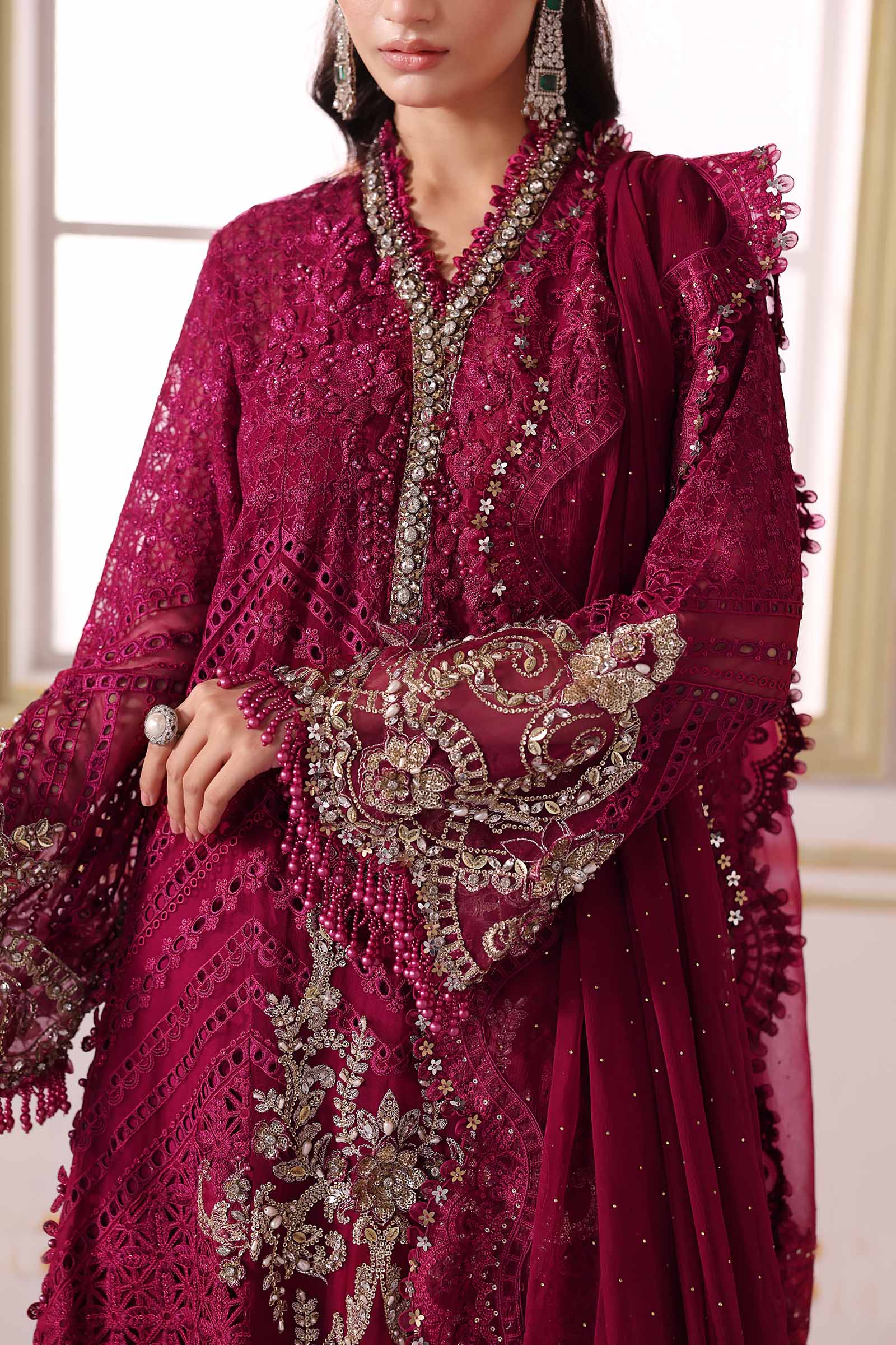 3 Piece Unstitched Embroidered Chiffon Suit | BD-3003 - Image 9