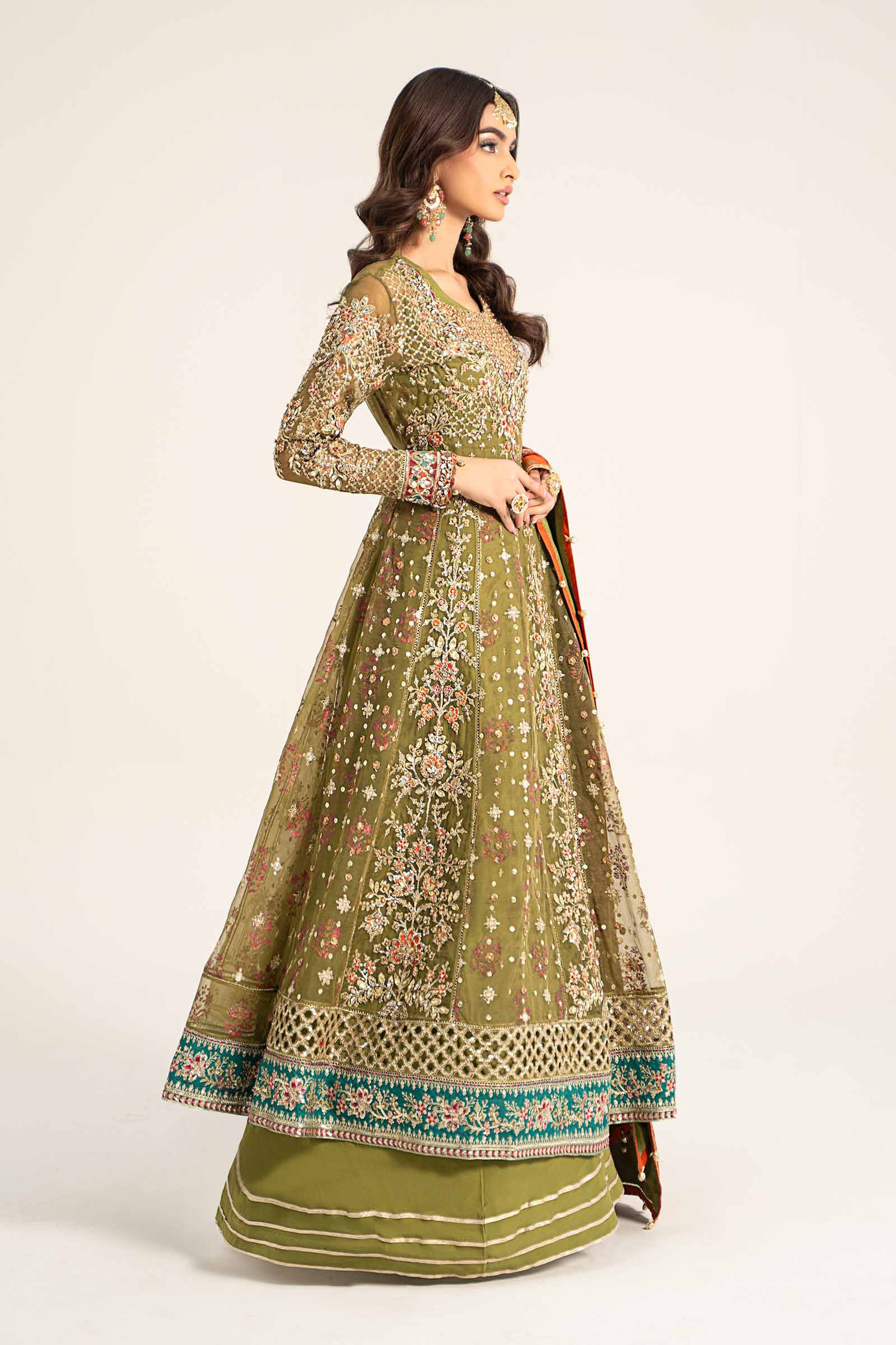 3 Piece Embroidered Organza Suit | BDS-2906 - Image 4