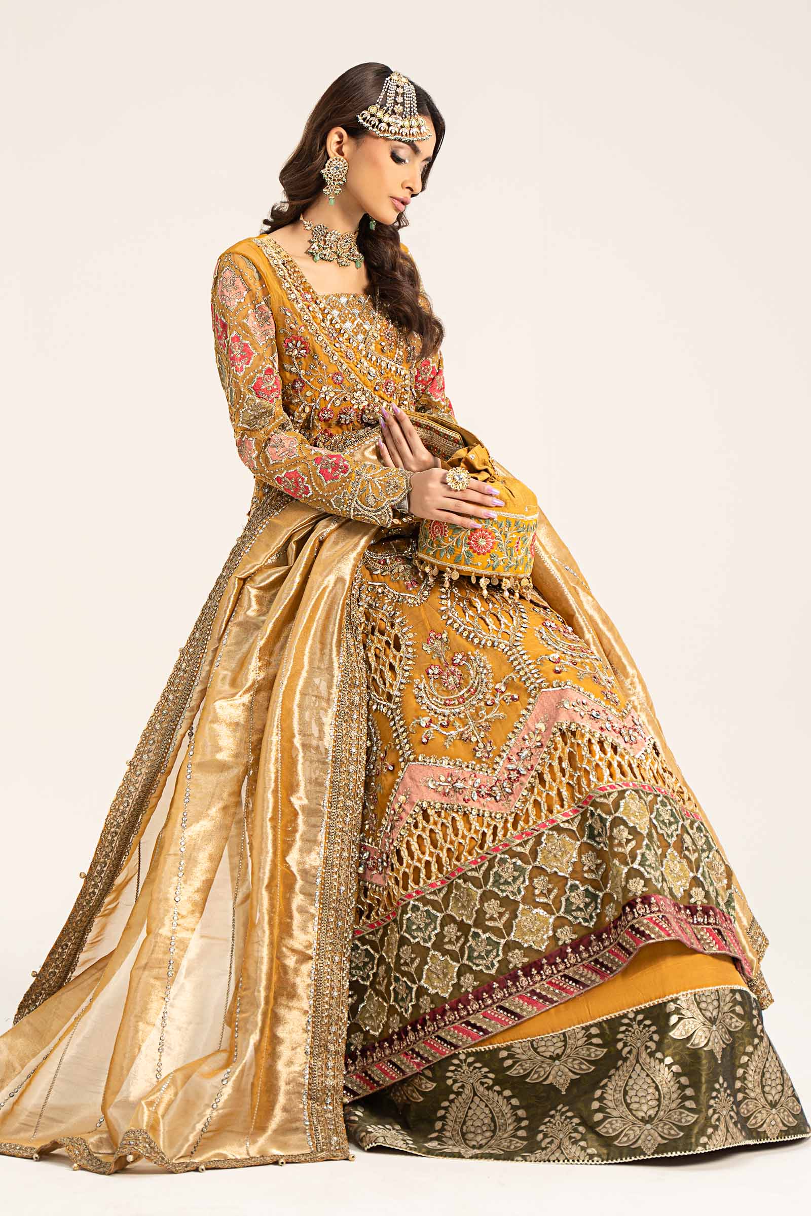 3 Piece Embroidered Organza Suit | BDS-2907 - Image 4