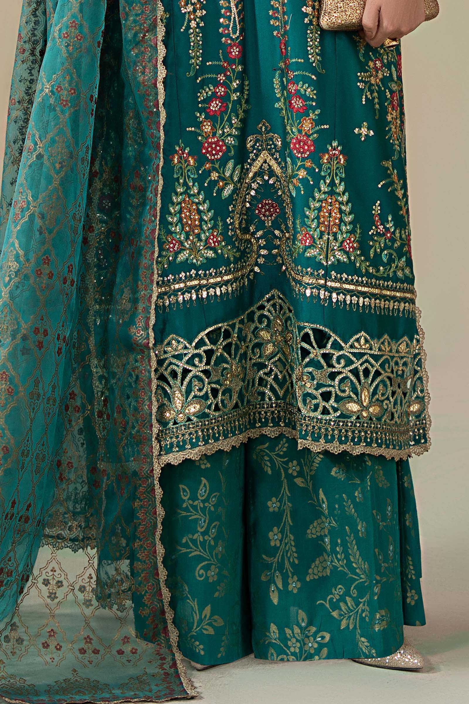 3 Piece Embroidered Cotton Satin Suit | CSS-805 - Image 5