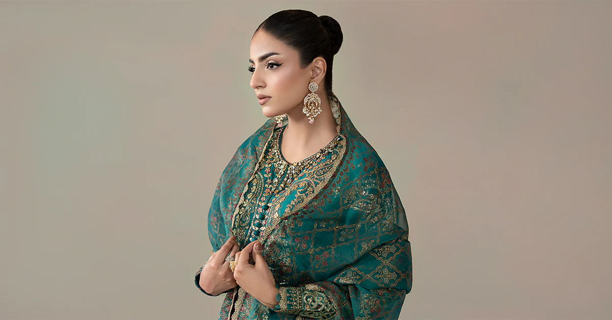 3 Piece Embroidered Cotton Satin Suit | CSS-805 - Image 8