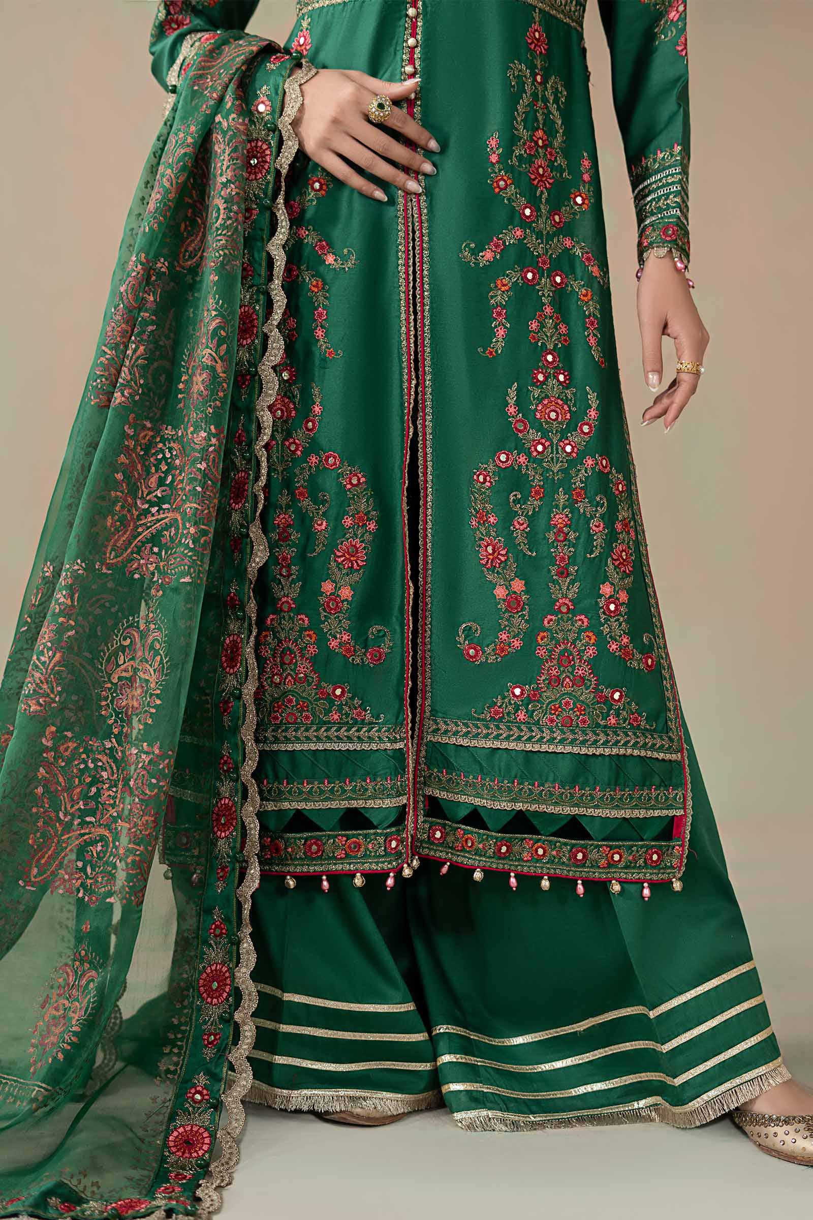 3 Piece Embroidered Cotton Satin Suit | CSS-811 - Image 5