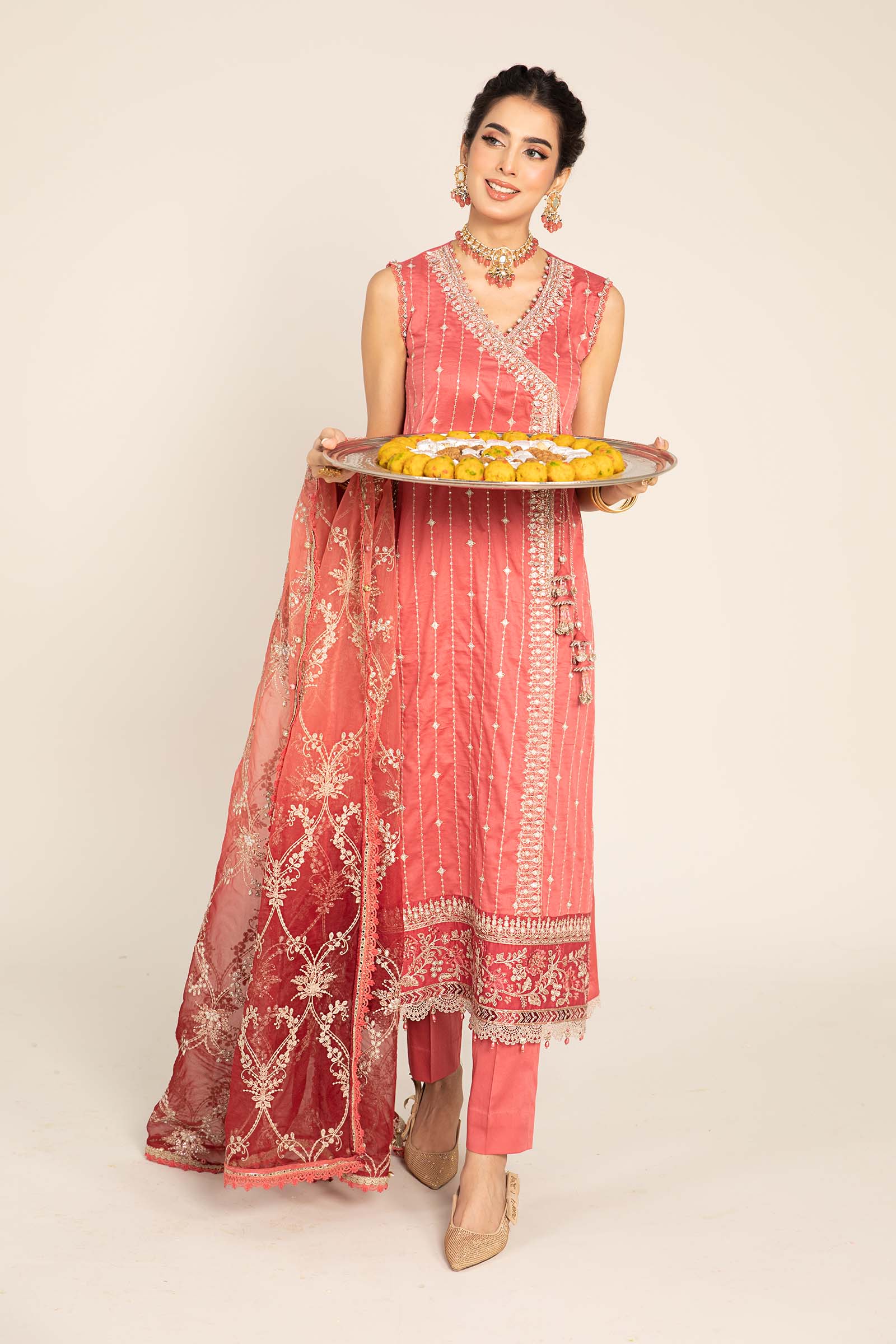 Unstitched Embroidered Cotton Satin Suit | CST-809 - Image 12