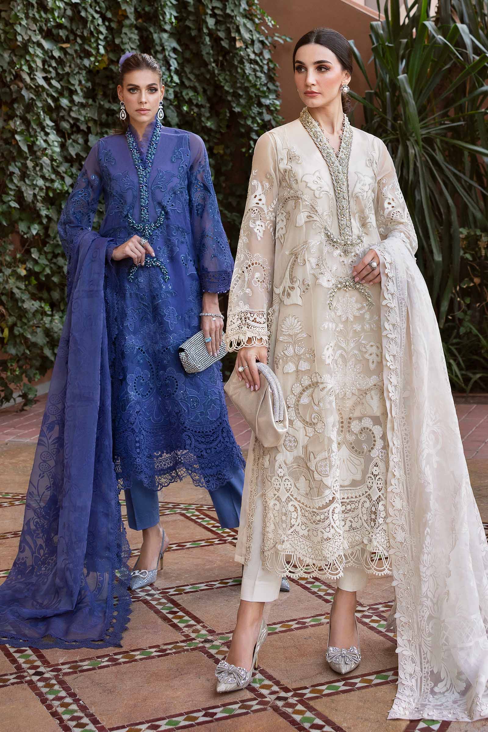3 Piece Unstitched Embroidered Organza Suit | D-2506-B - Image 8