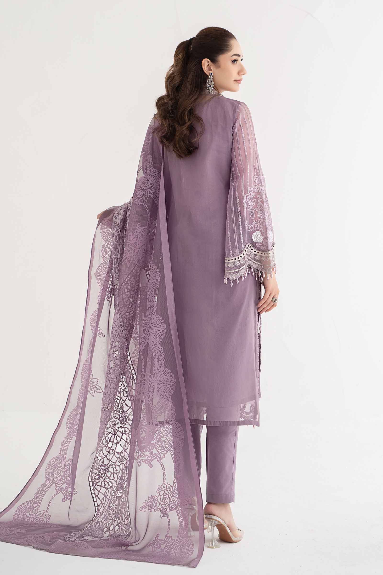 3 Piece Embroidered Organza Suit | DS-2401-A - Image 7