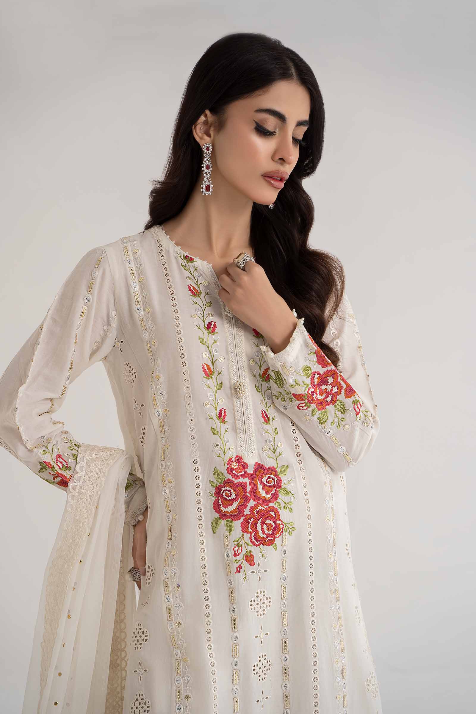 3 Piece Embroidered Lawn Suit | DS-2412-A - Image 2