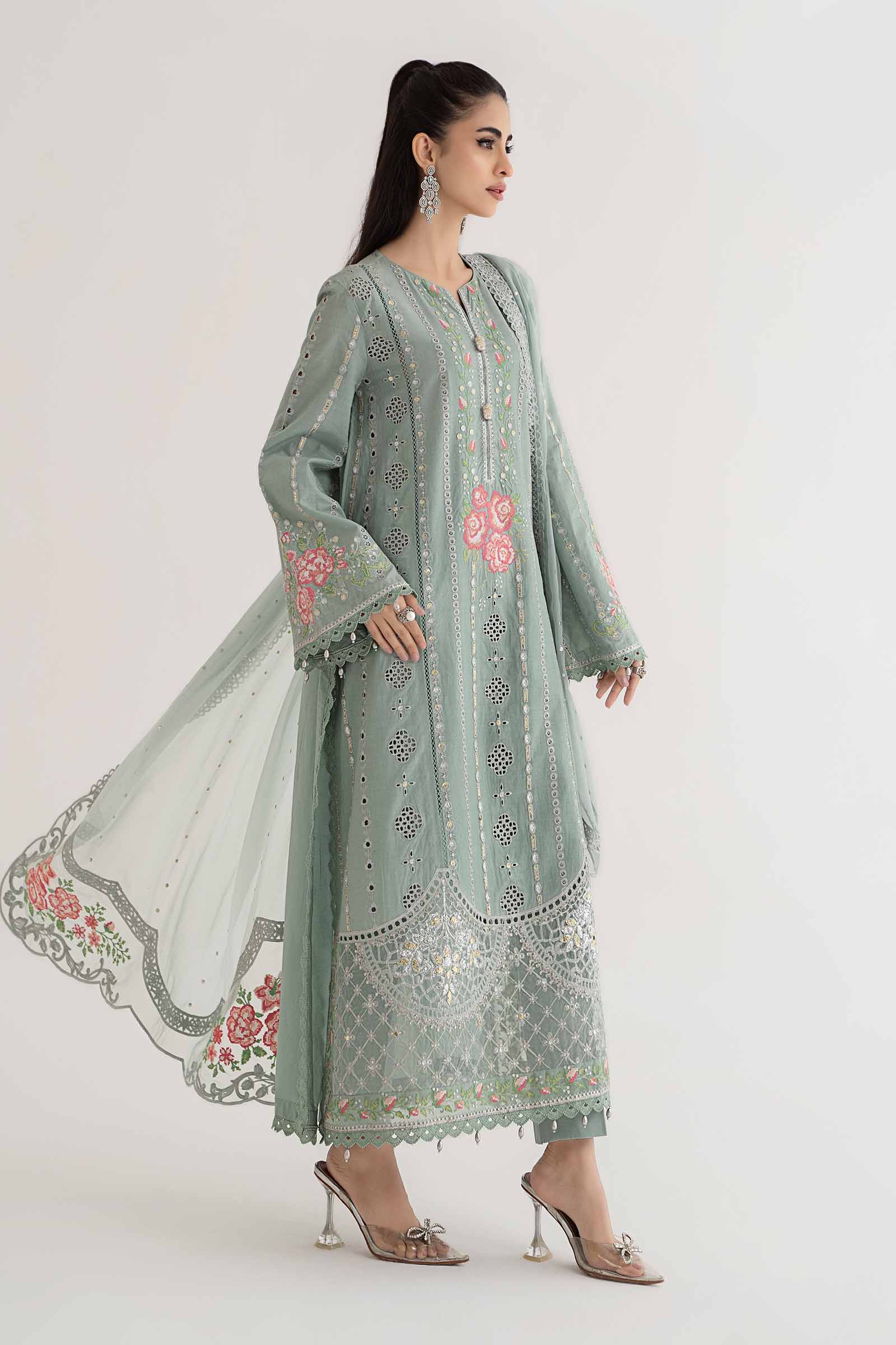 3 Piece Embroidered Lawn Suit | DS-2412-B - Image 6