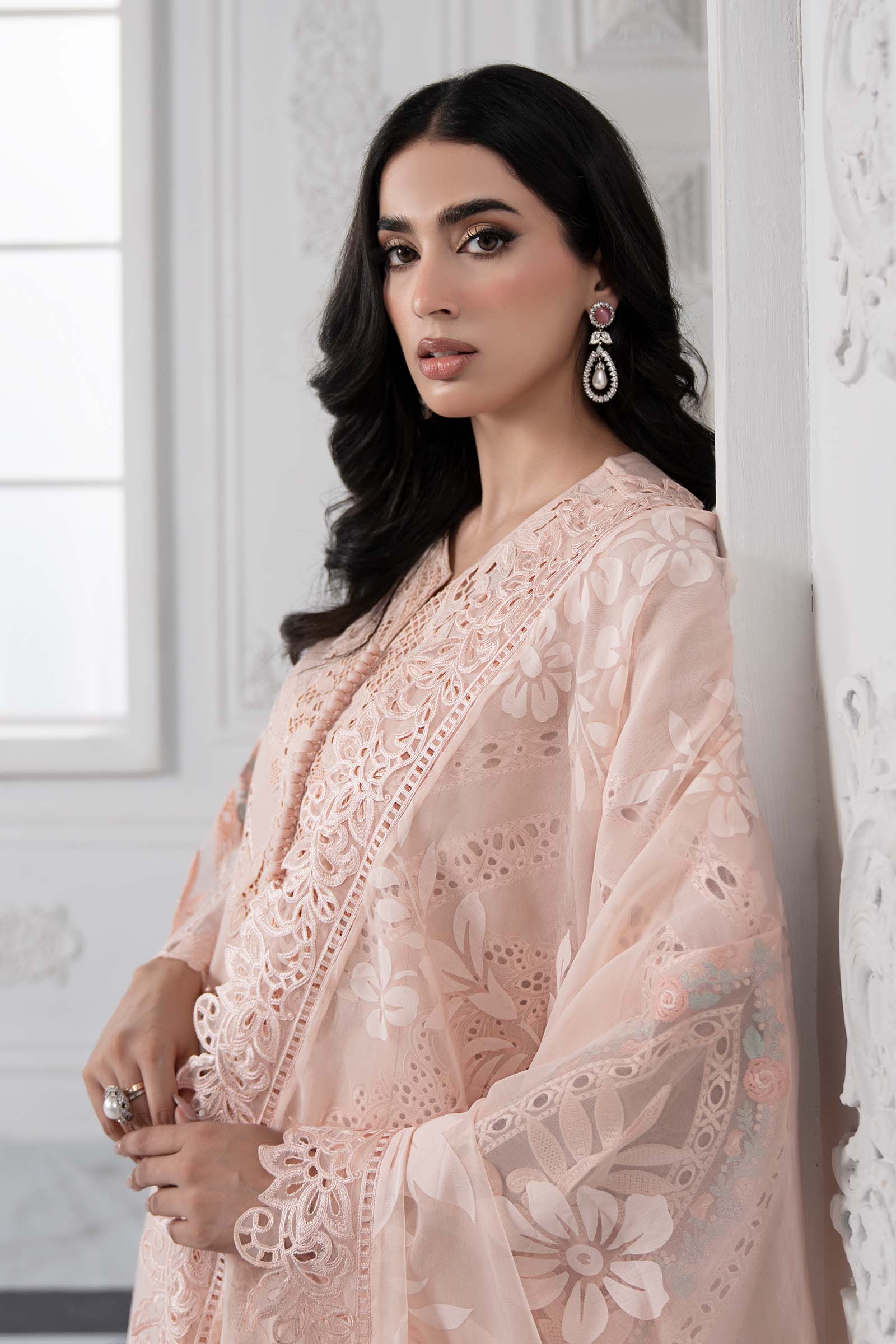 3 Piece Embroidered Dobby Lawn Suit | DS-2513-A - Image 3