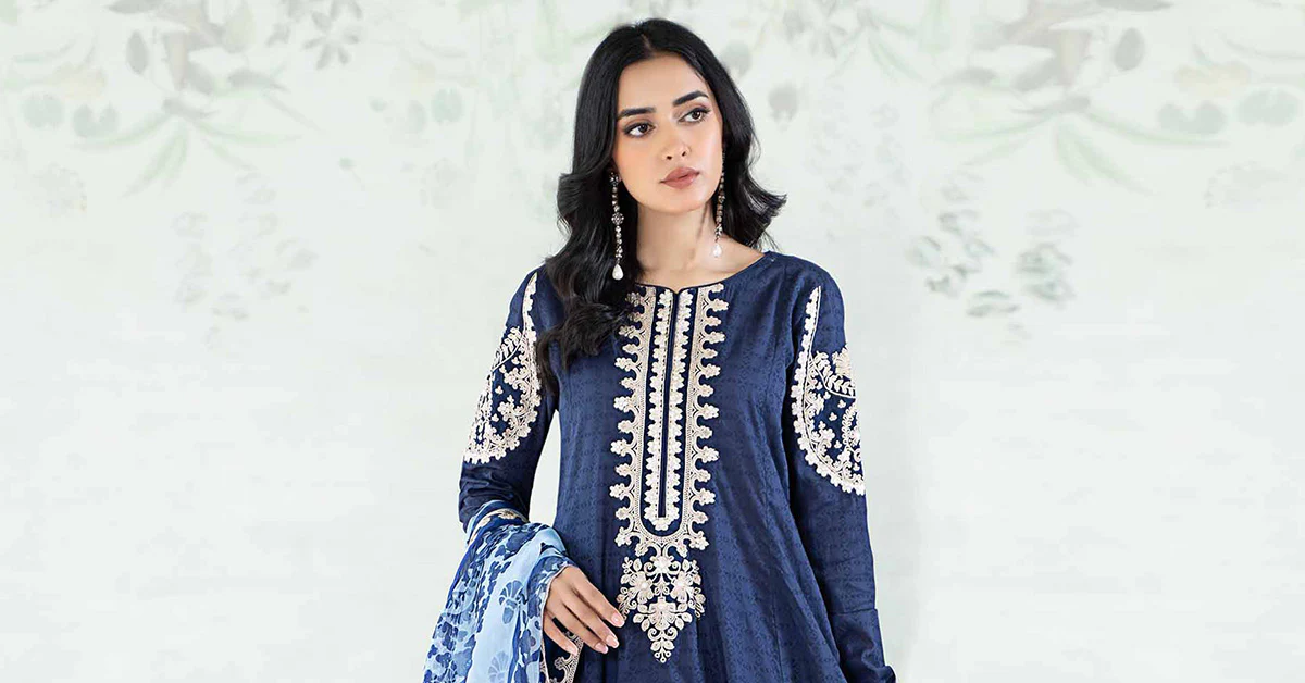 3 Piece Dyed Jacquard Lawn Suit - Image 10