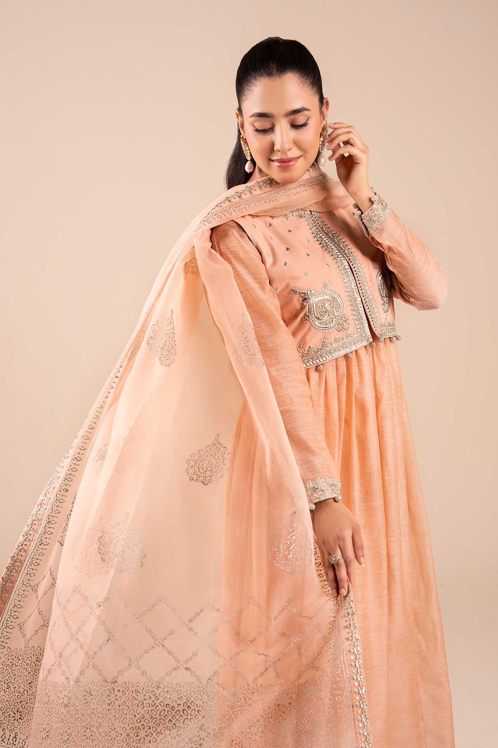 3 Piece Embroidered Paper Cotton Suit - Image 2