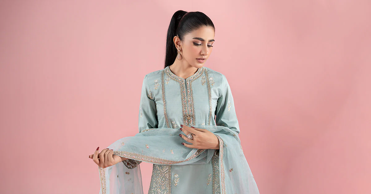 3 Piece Embroidered Dobby Suit - Image 9