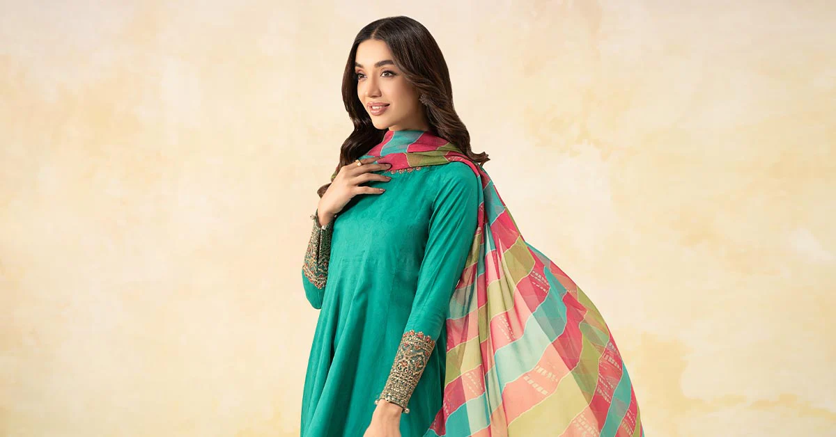 3 Piece Embroidered Self Jacquard Lawn Suit - Image 14