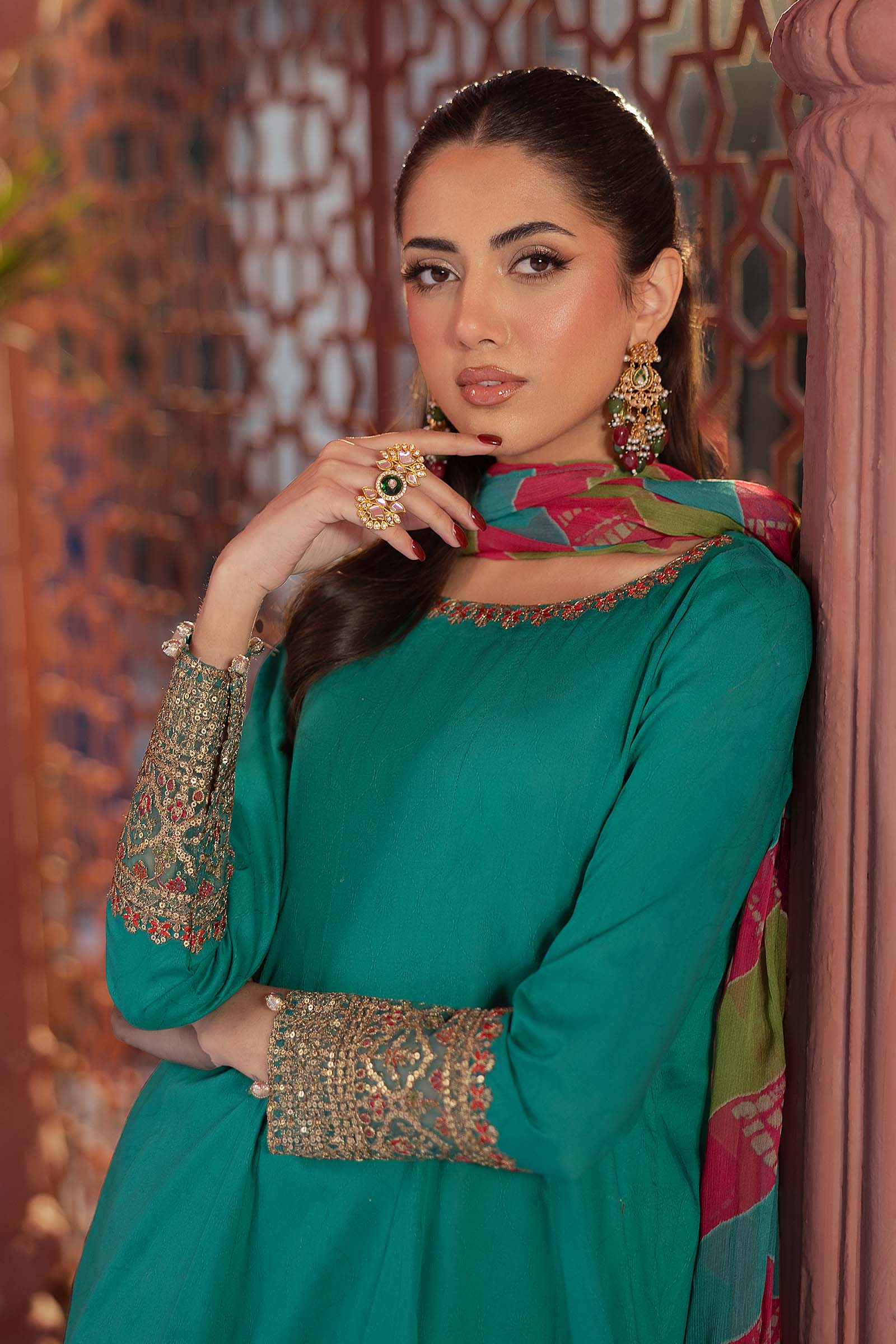 3 Piece Embroidered Self Jacquard Lawn Suit - Image 2