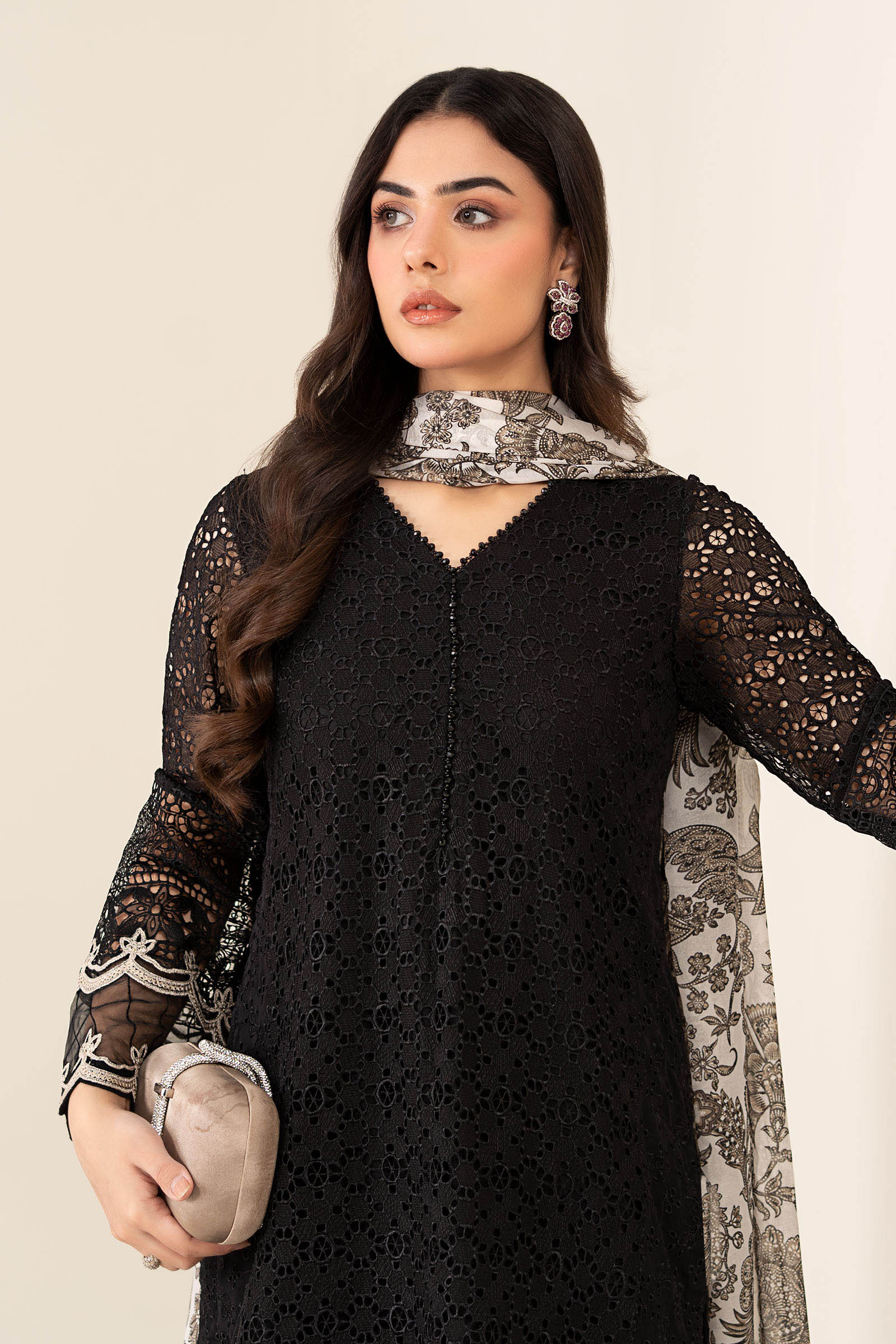 3 Piece Embroidered Chiffon Suit - Image 3