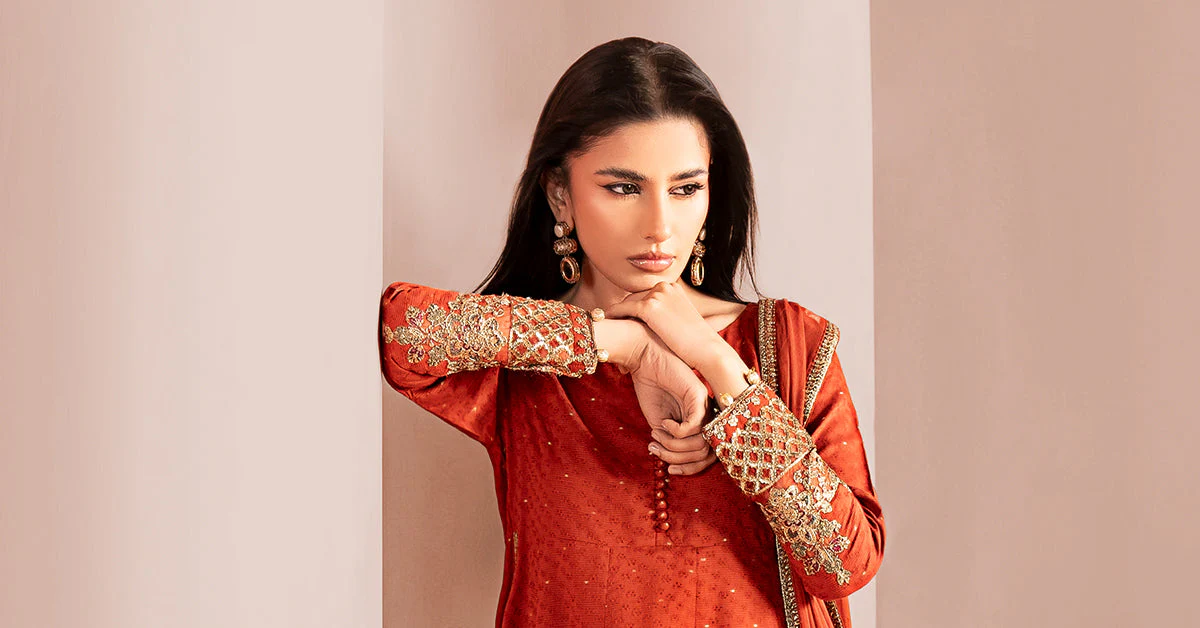 3 Piece Embroidered Filament Viscose Suit - Image 10