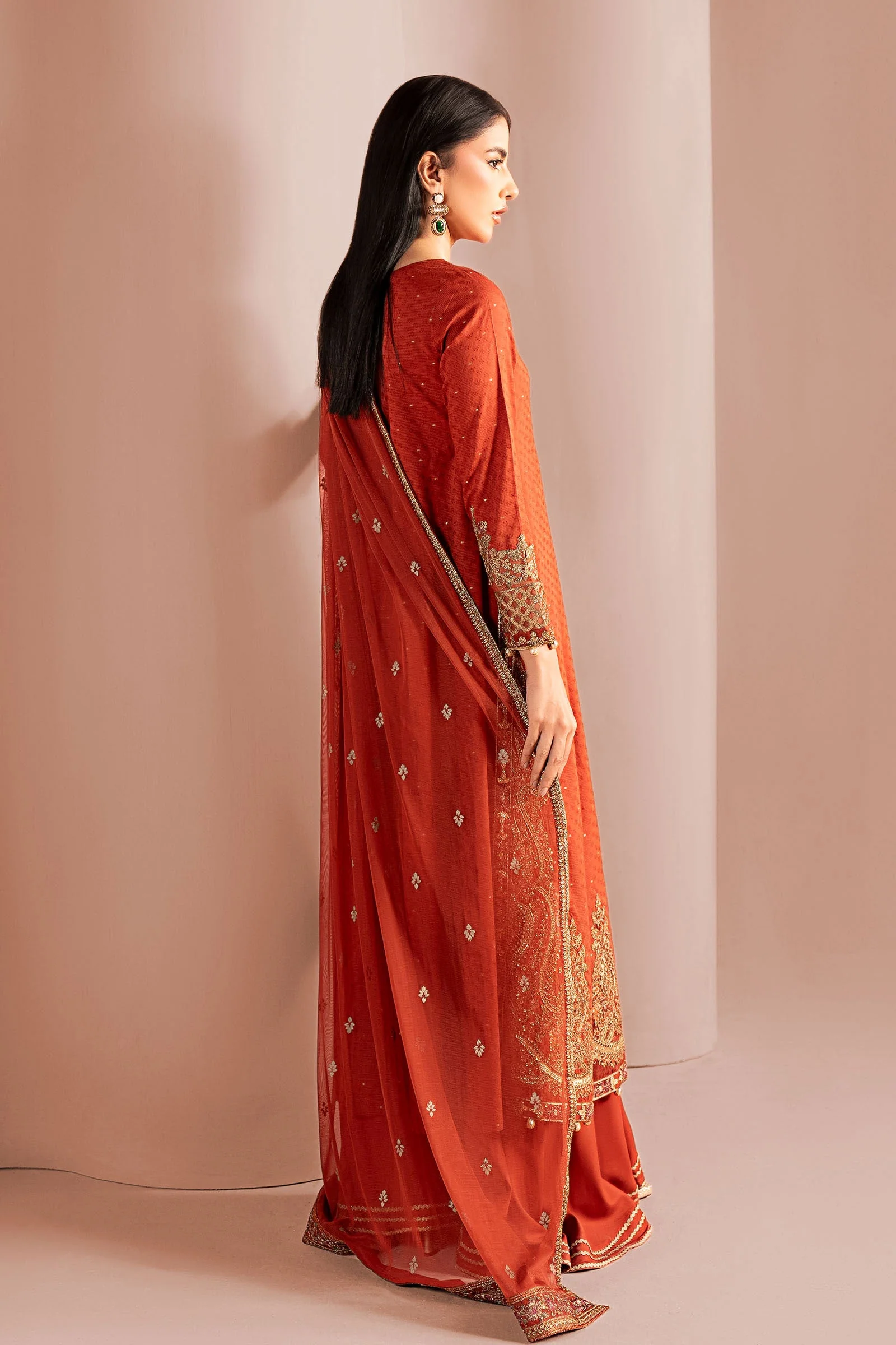3 Piece Embroidered Filament Viscose Suit - Image 9