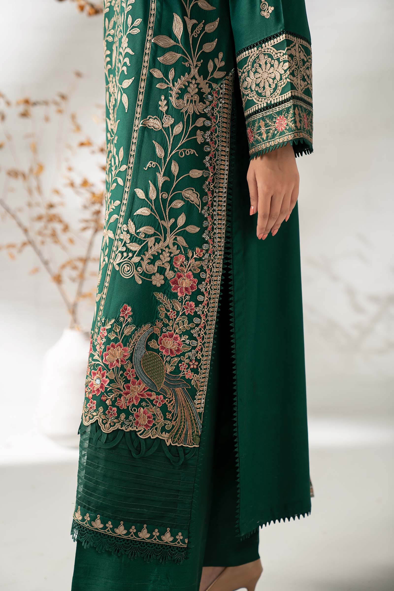 3 Piece Embroidered Linen Suit - Image 9