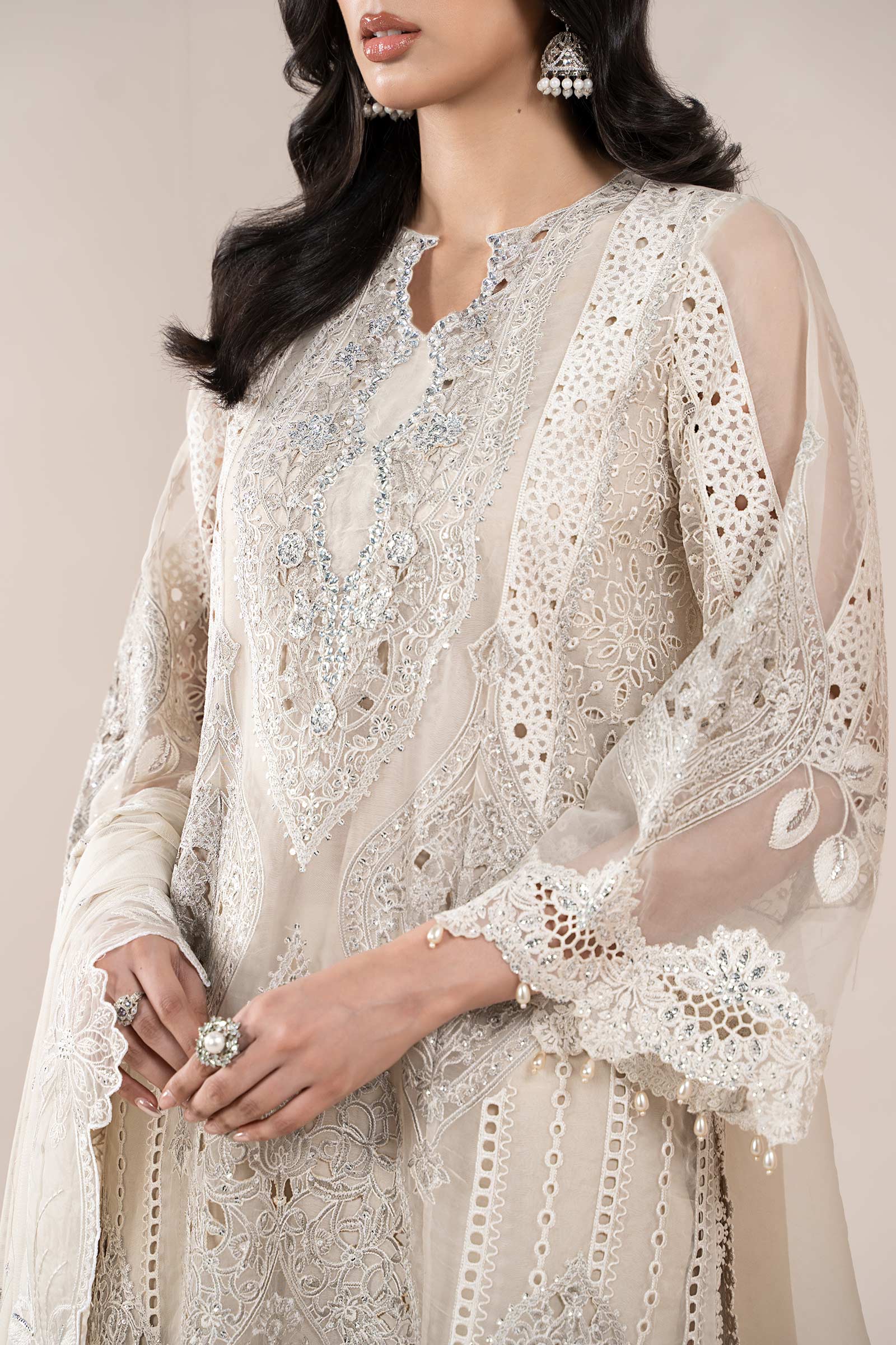3 Piece Embroidered Organza Suit | ELS-25-09 - Image 3