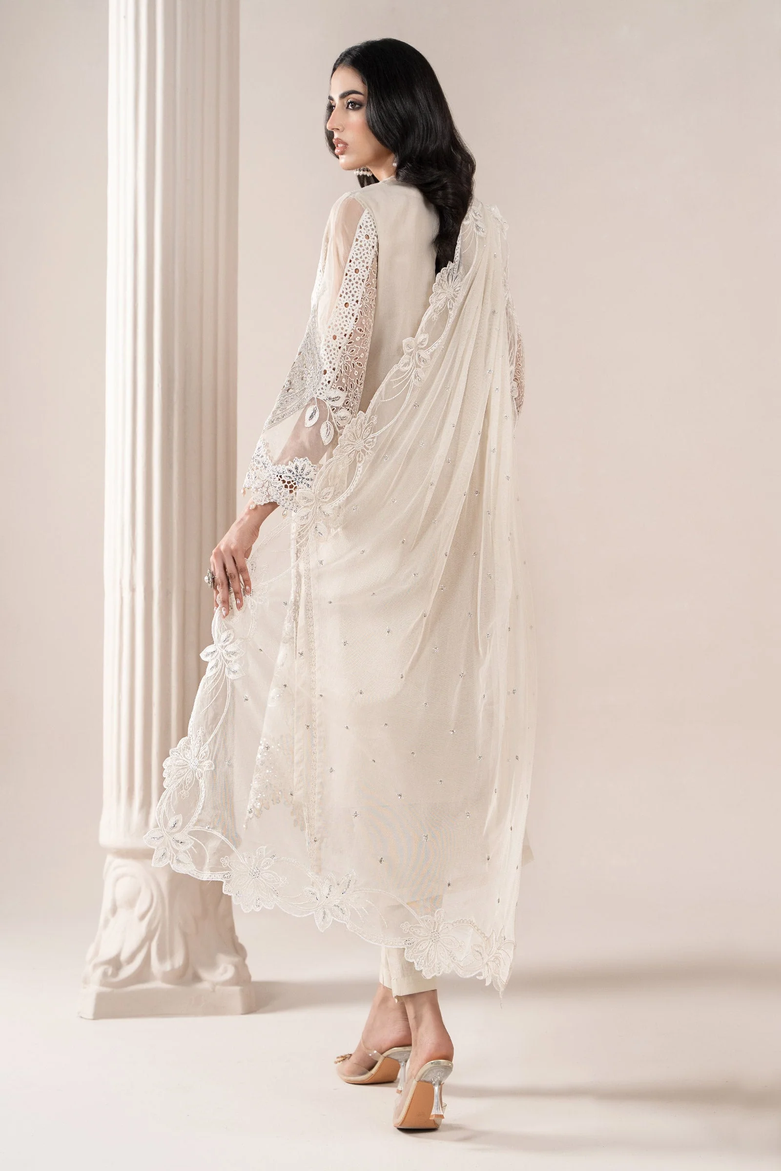 3 Piece Embroidered Organza Suit | ELS-25-09 - Image 9