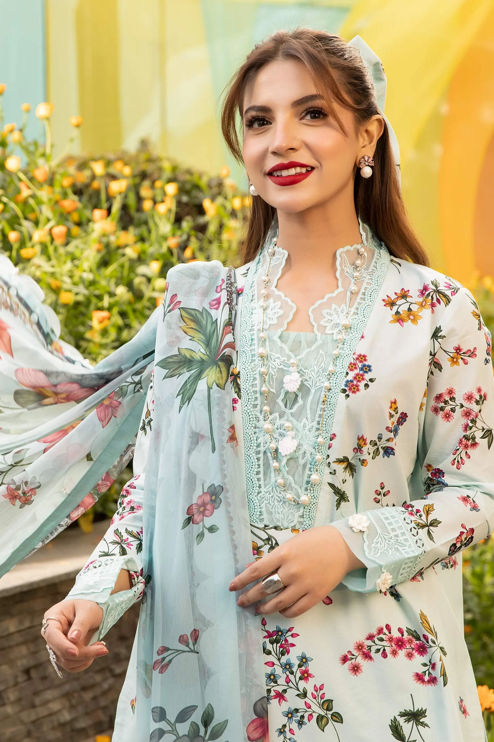 3 Pc Unstitched Embroidered Lawn Suit | MB-CUS25-709B - Image 3