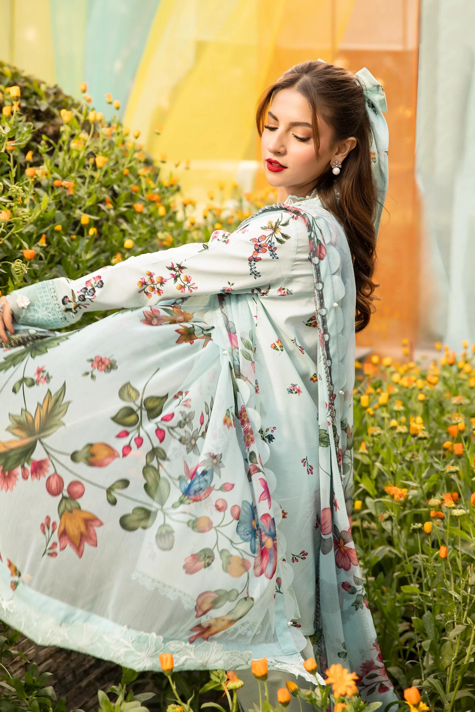 3 Pc Unstitched Embroidered Lawn Suit | MB-CUS25-709B - Image 4