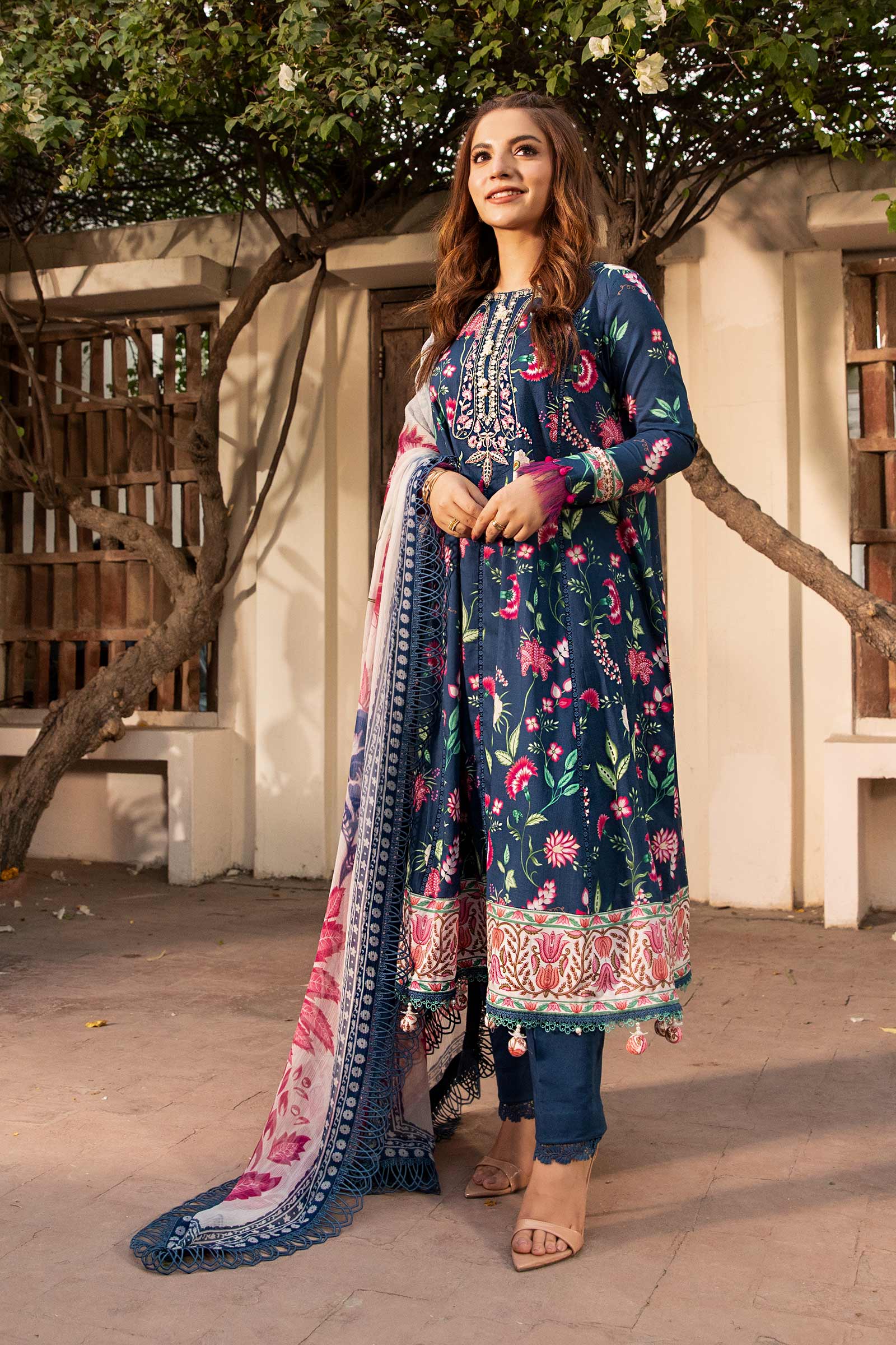 3 Pc Unstitched Embroidered Lawn Suit | MB-CUS25-901B - Image 3