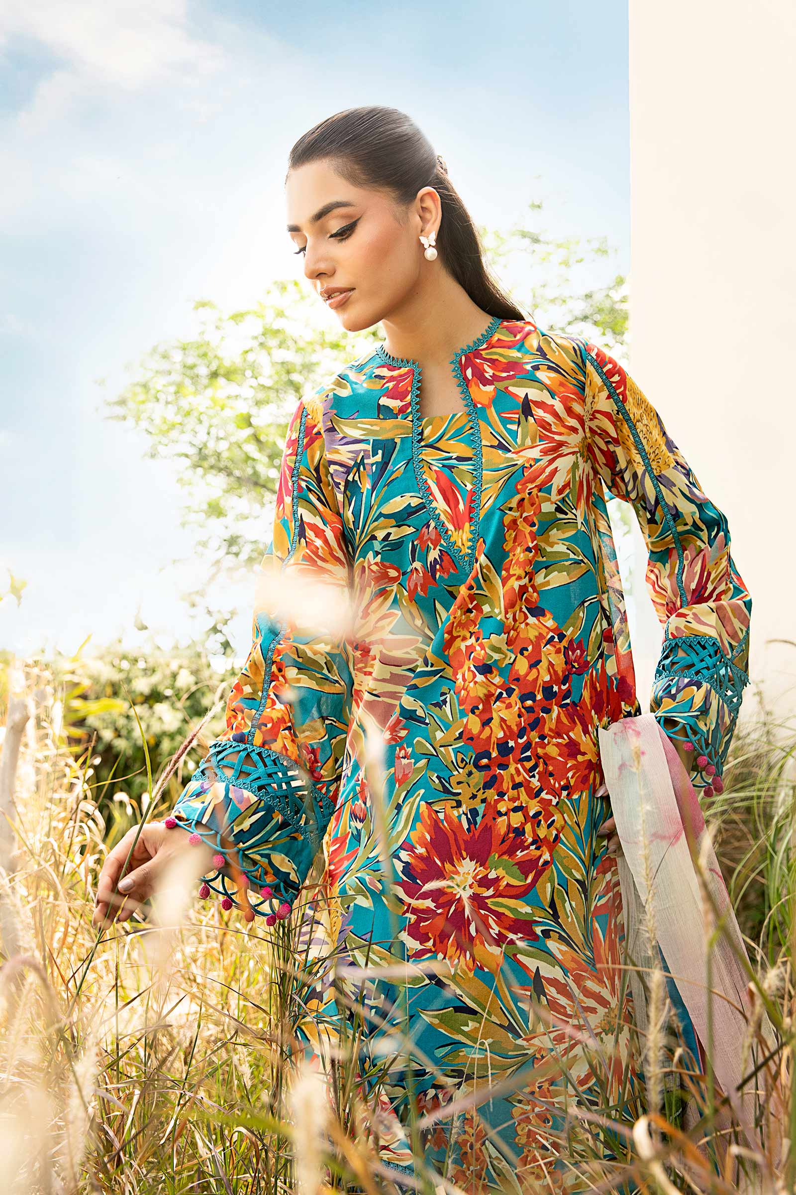 3 Pc Unstitched Embroidered Lawn Suit | MB-CUS25-903A - Image 3