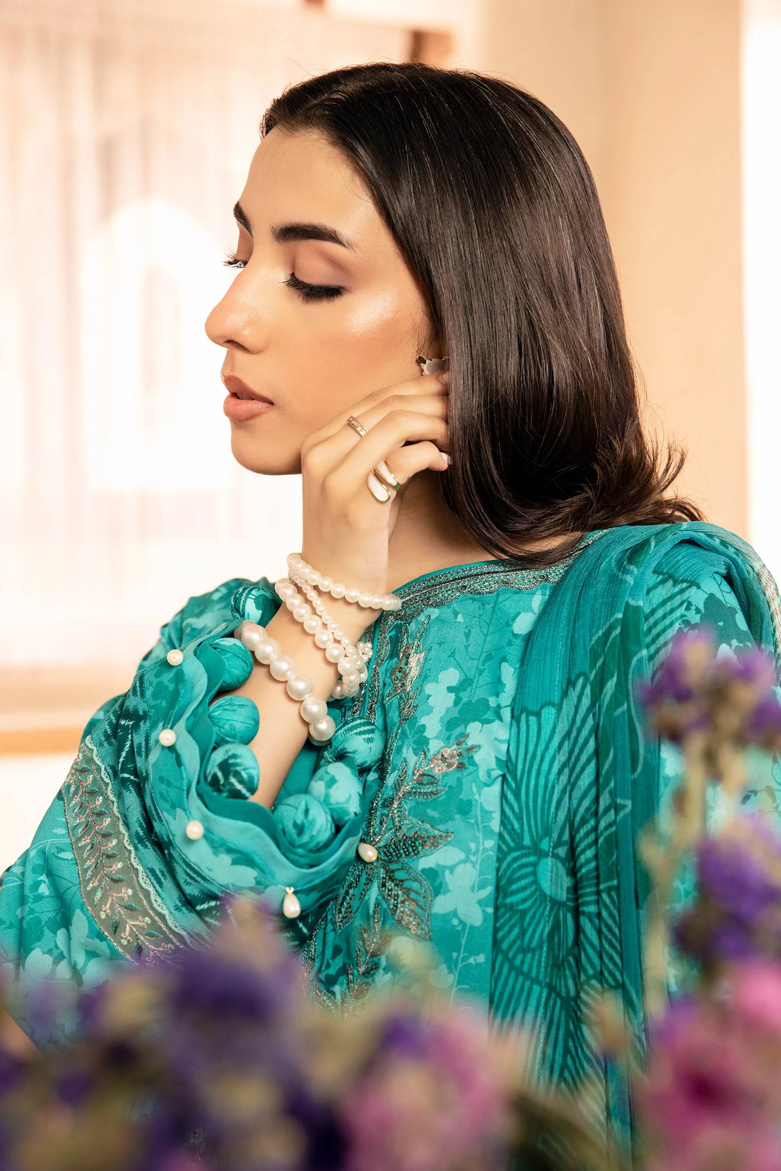 3 Pc Unstitched Embroidered Slub Lawn Suit | MB-CUS25-910A - Image 4