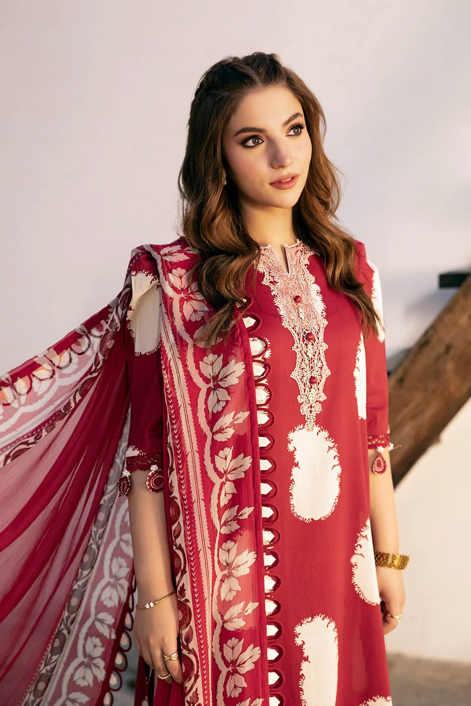 3 Pc Unstitched Embroidered Slub Lawn Suit | MB-CUS25-911A - Image 2