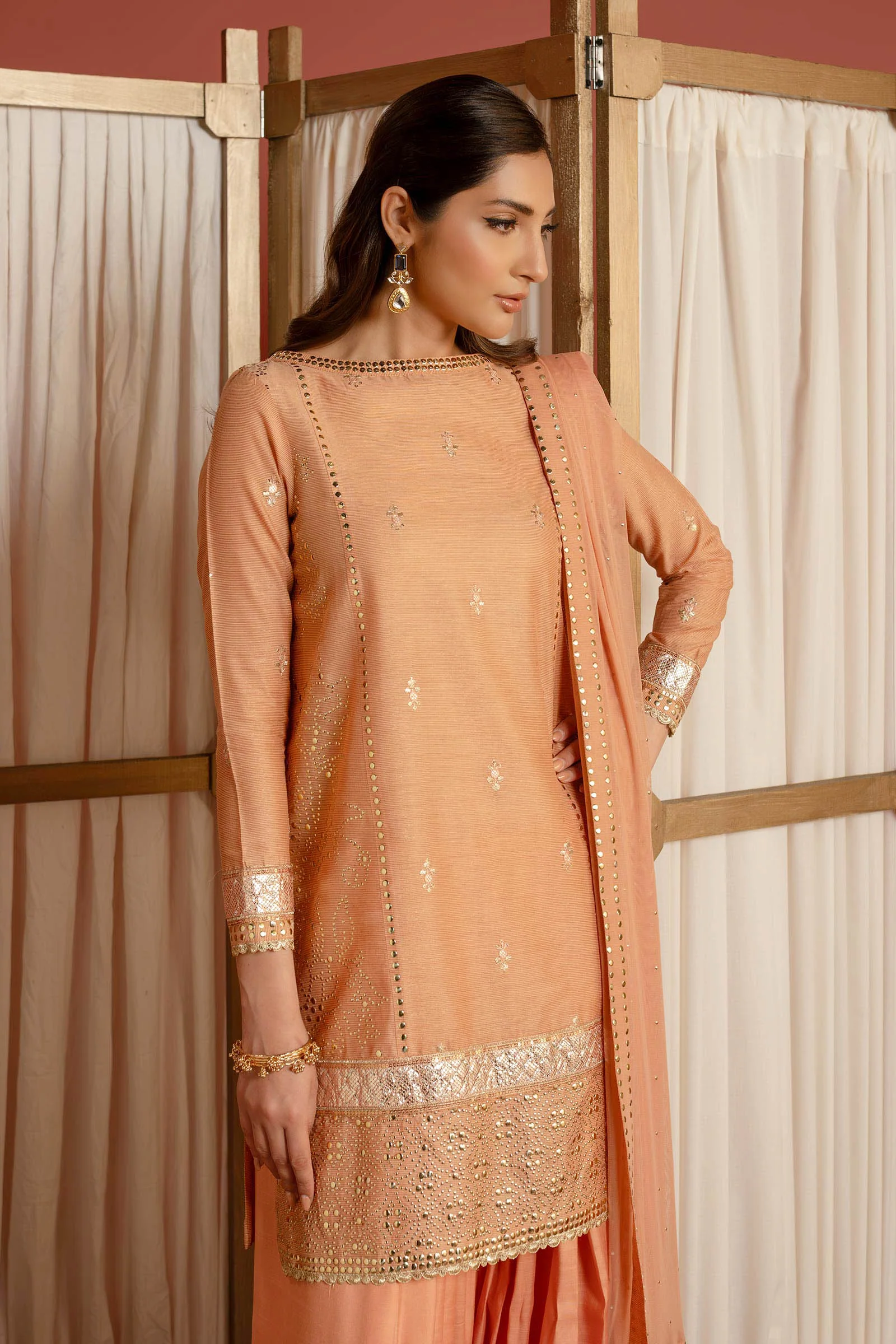 3 Pc Embellished Lurex Pinstripe Suit - Image 2