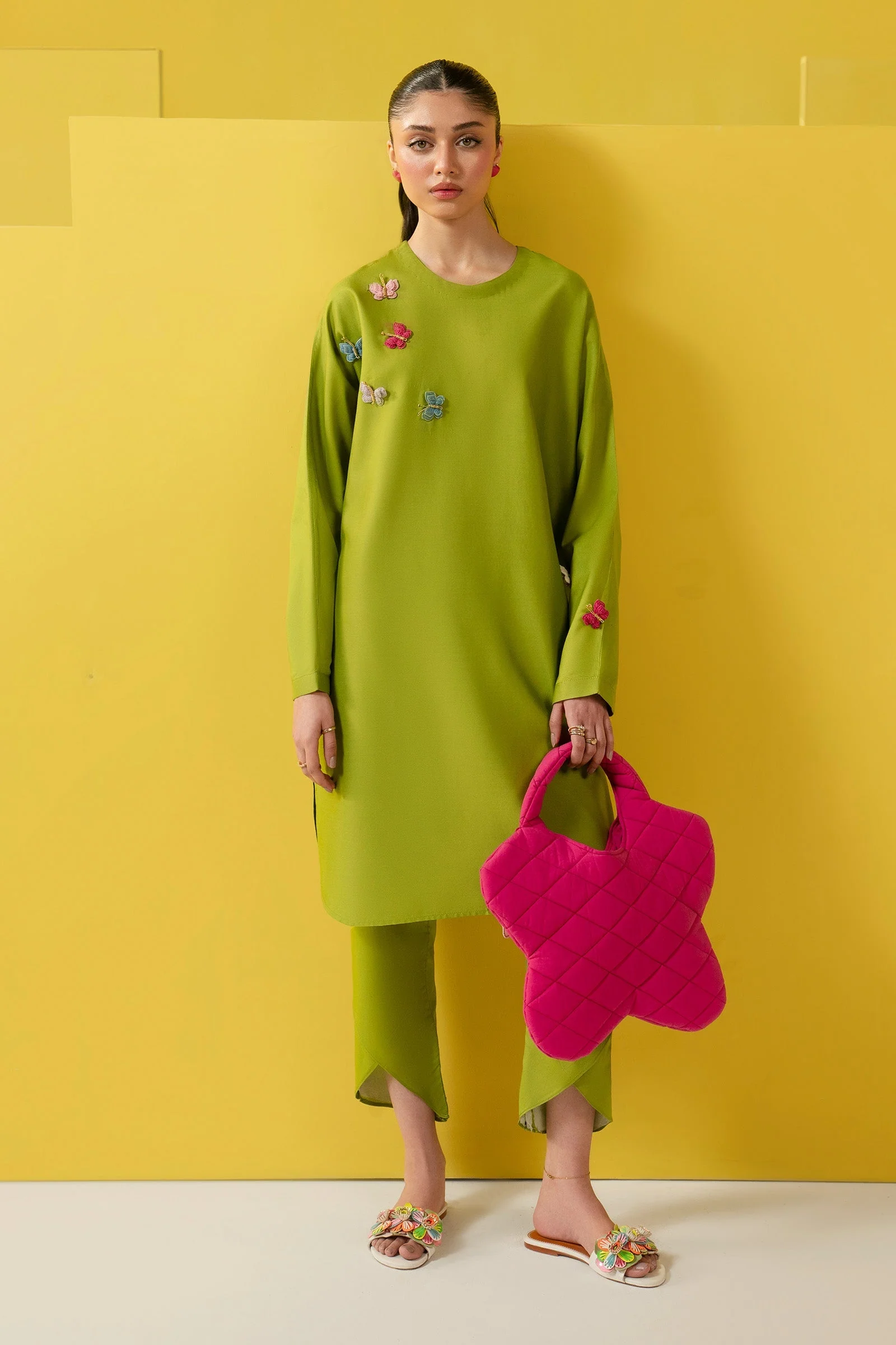 2 Pc Dyed Arabic Lawn Suit