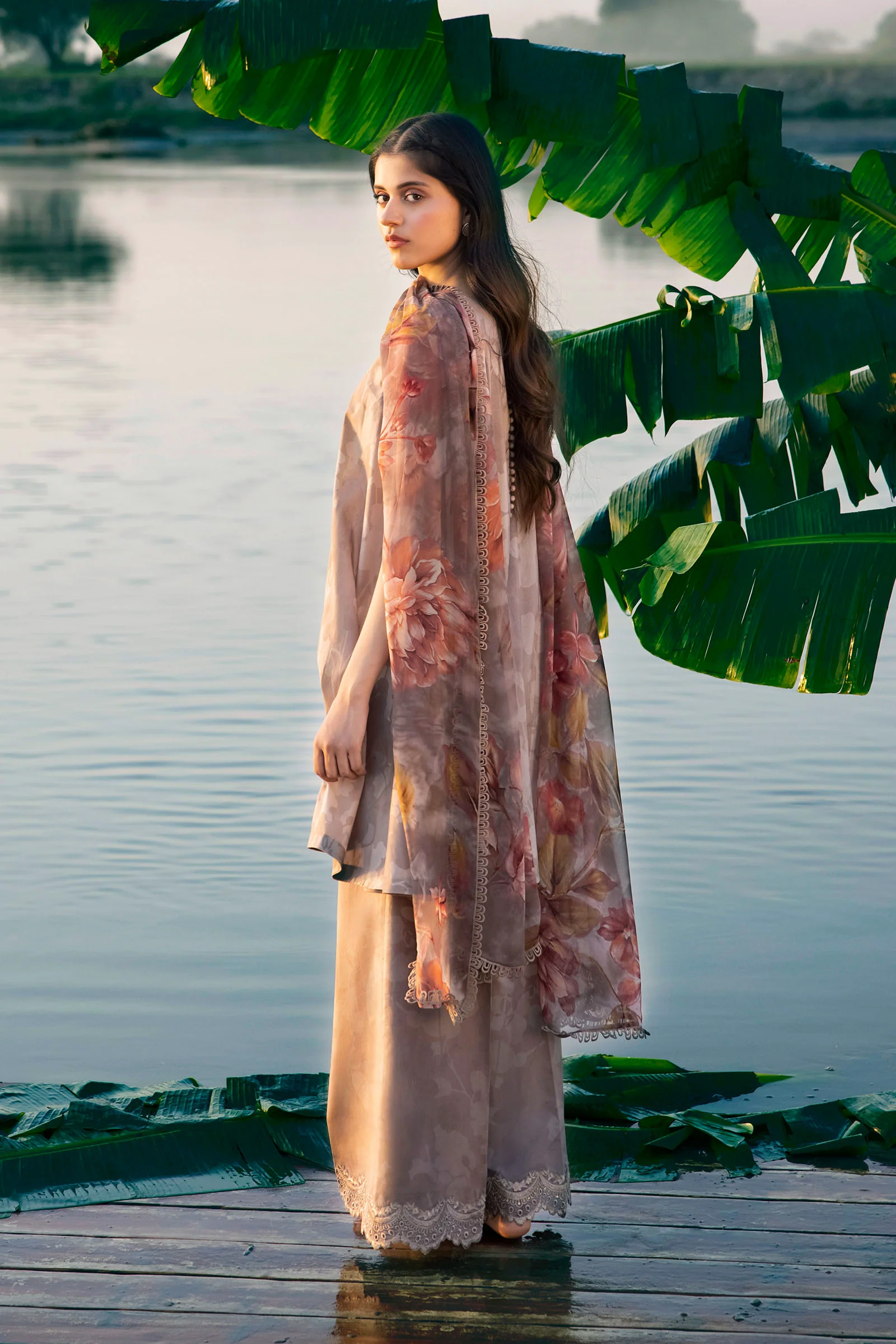 3 Piece Unstitched Embroidered Suit | 411-B - Image 2