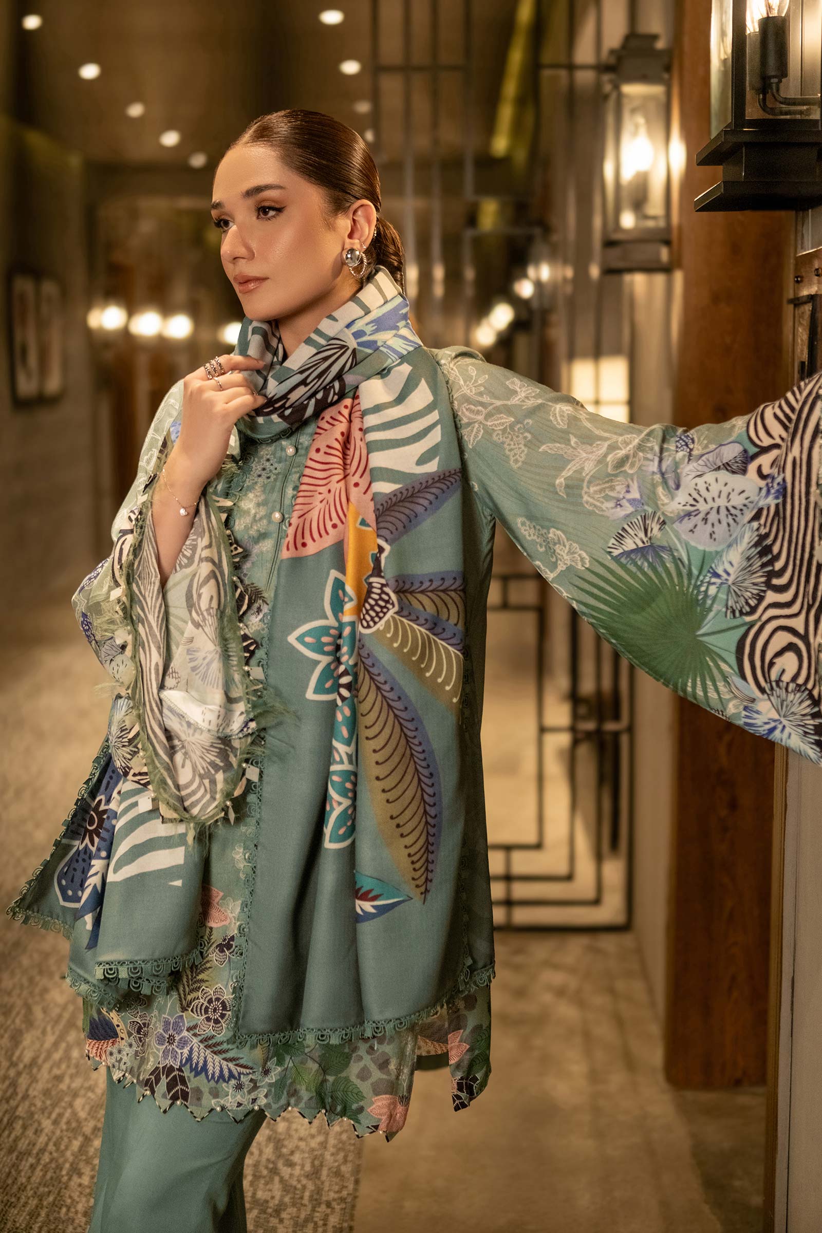 3 Pc Unstitched Printed Linen Suit | 512-B - Image 2