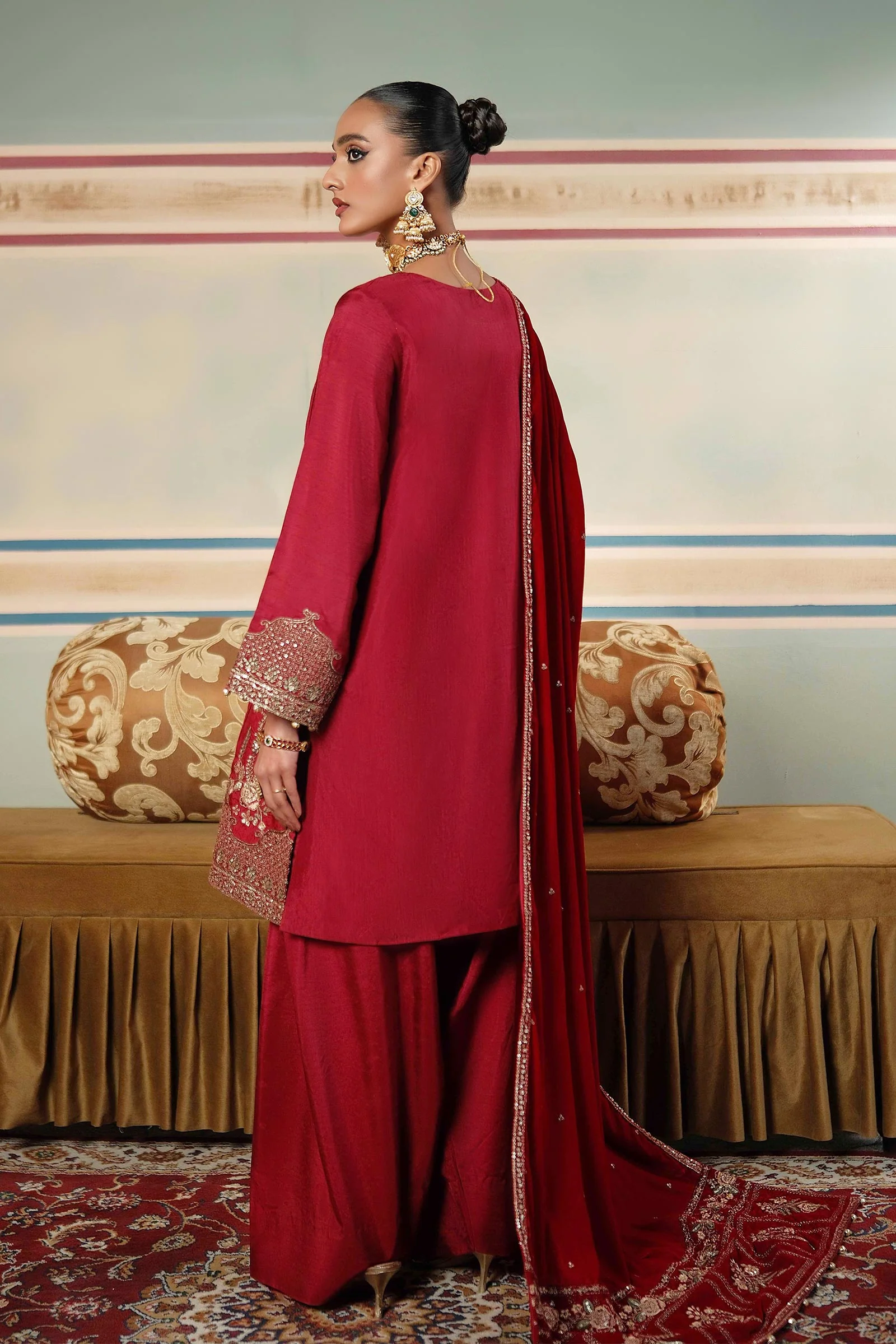 3 Pc Unstitched Dyed Raw Silk Suit | MB-USW24-602 - Image 5