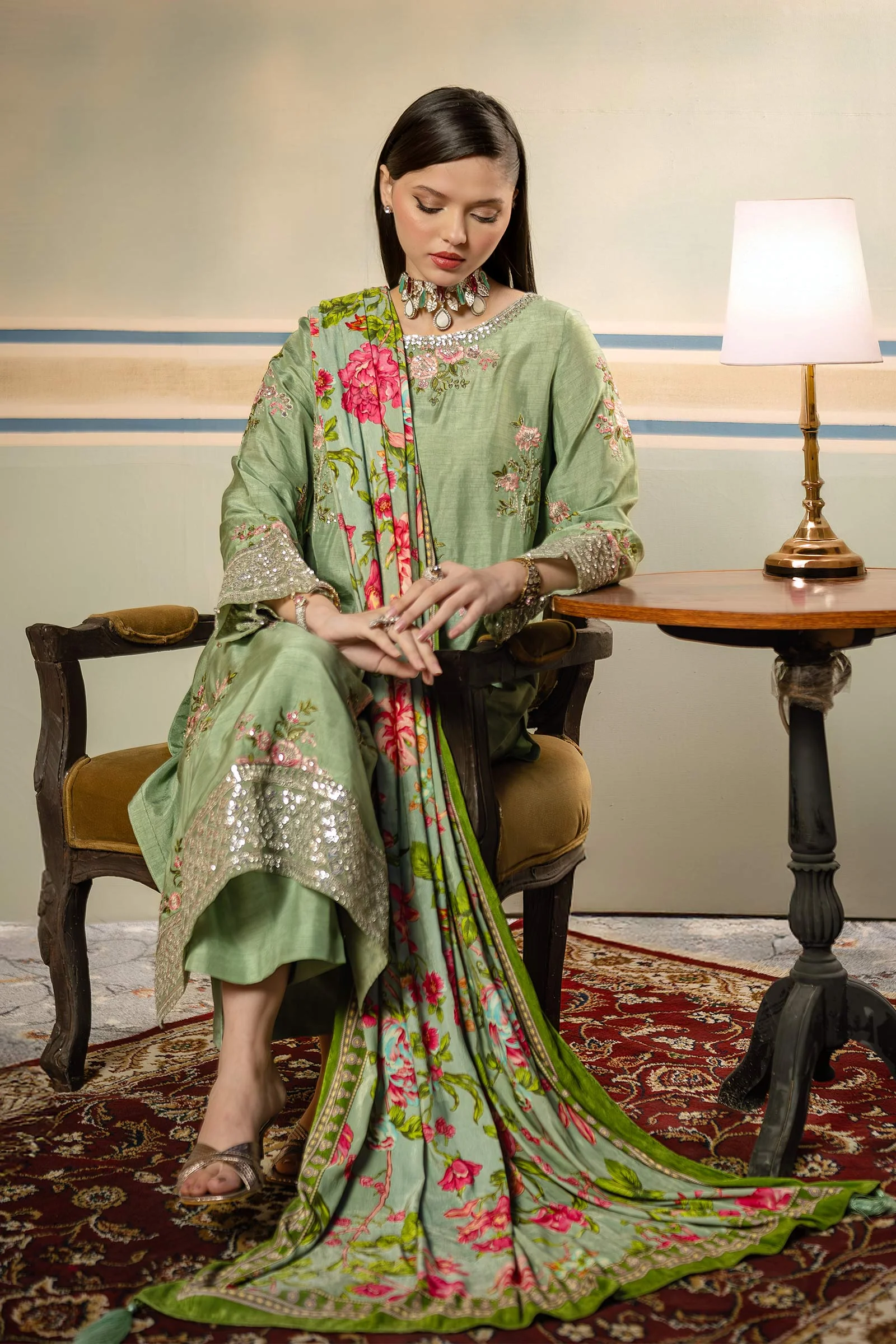 3 Pc Unstitched Dyed  Raw Silk Suit | MB-USW24-603 - Image 3
