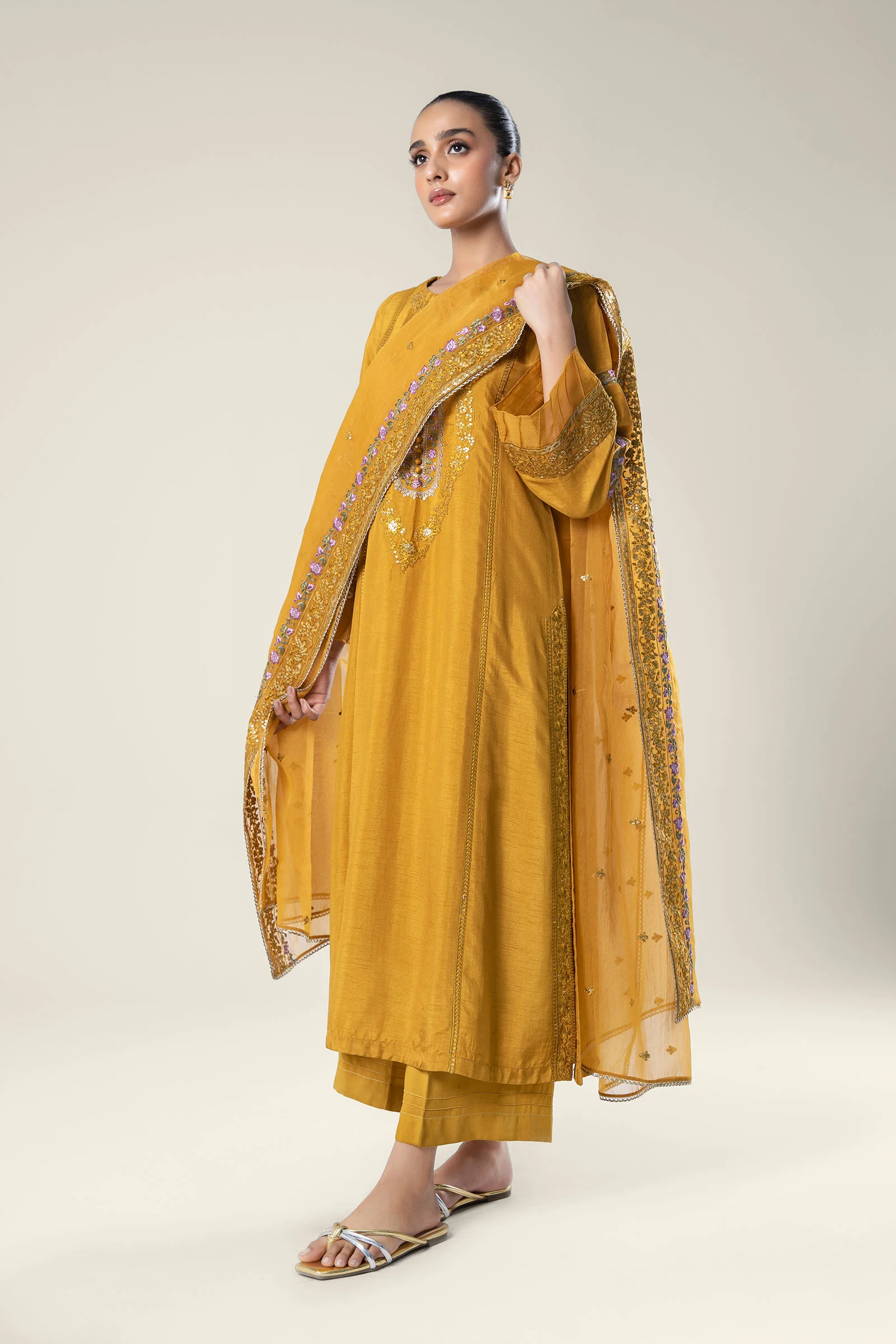 2 Pc Embroidered Raw Silk Suit - Image 4