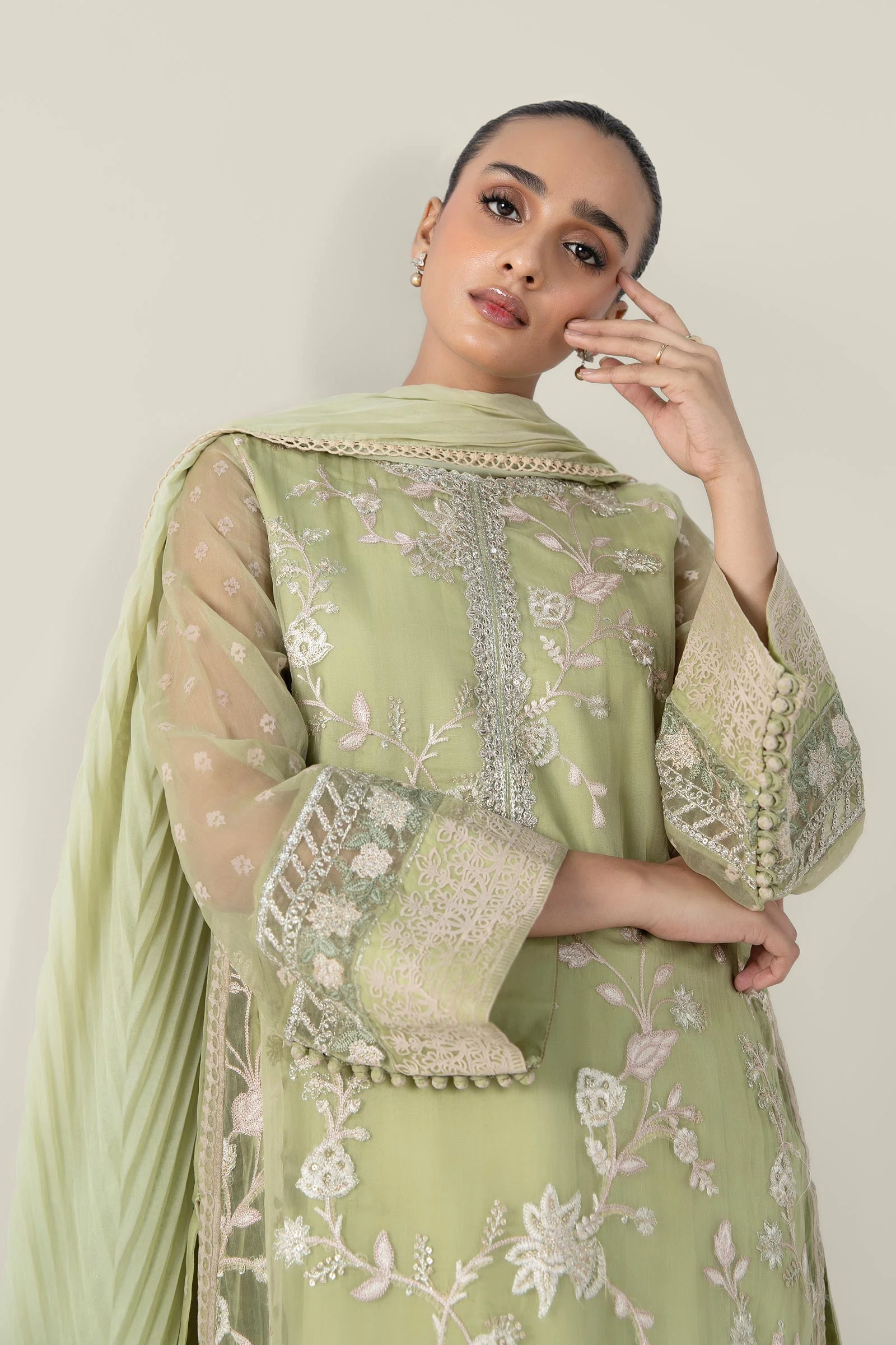 2 Pc Embroidered Organza Suit - Image 3