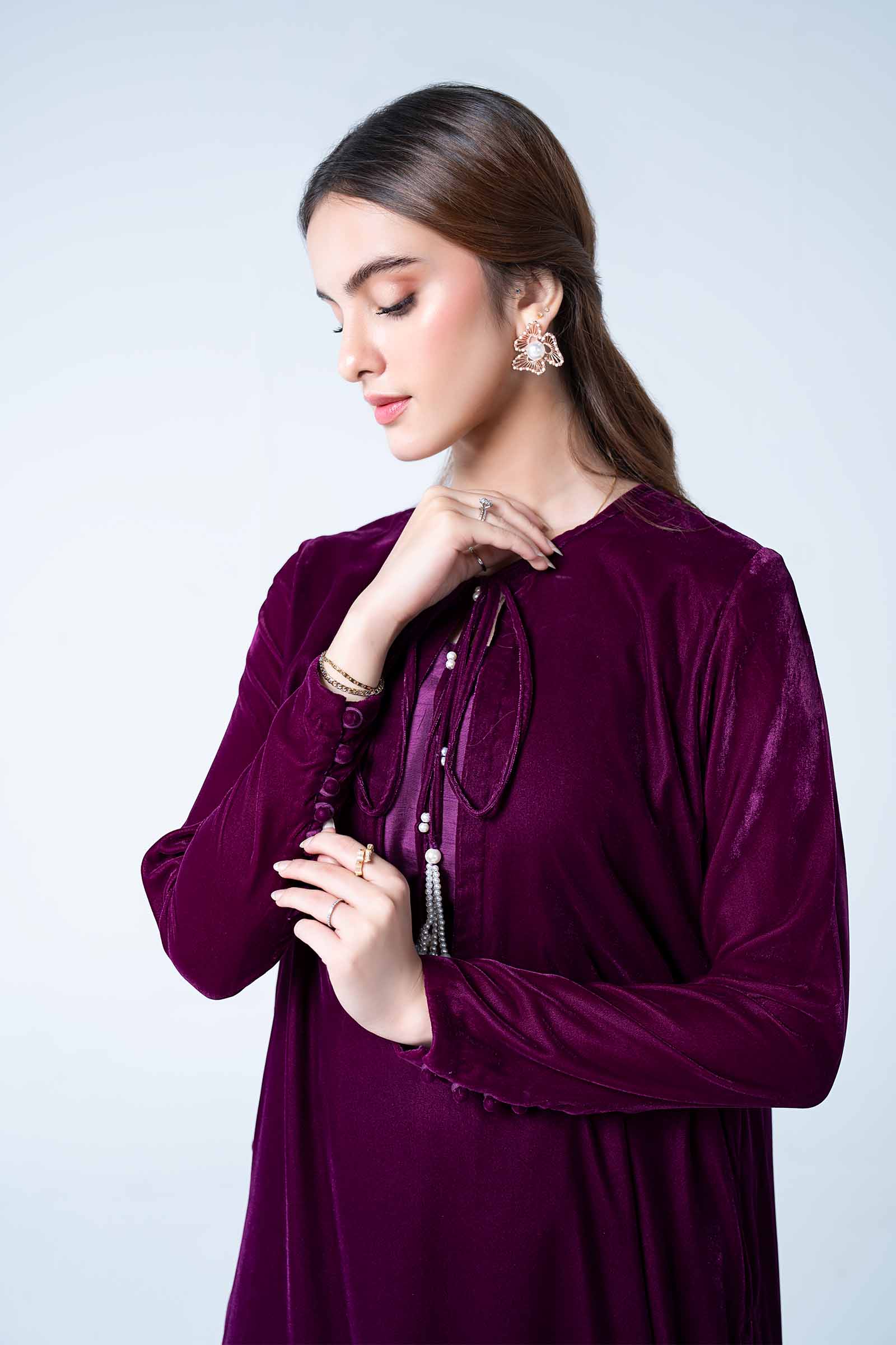 3 Pc Dyed Velvet Suit - Image 2
