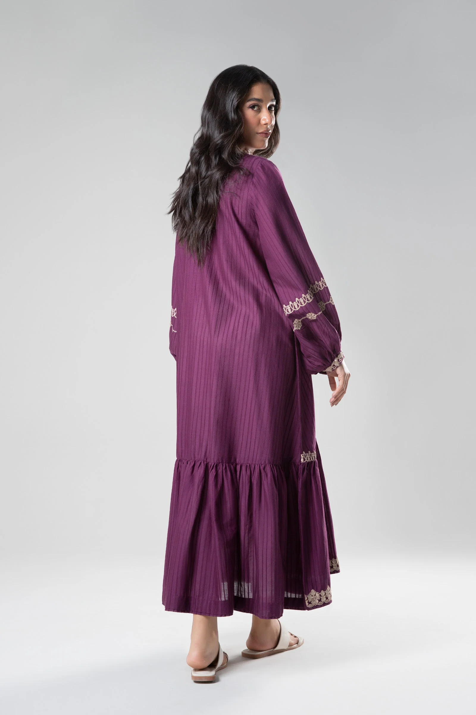 Embroidered Textured Frock - Image 6