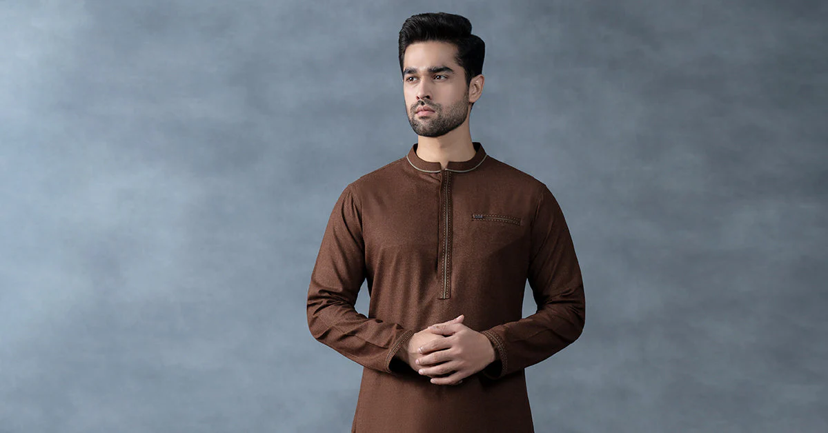 Nova Yarn Dyed Khaddar Kurta - Image 7