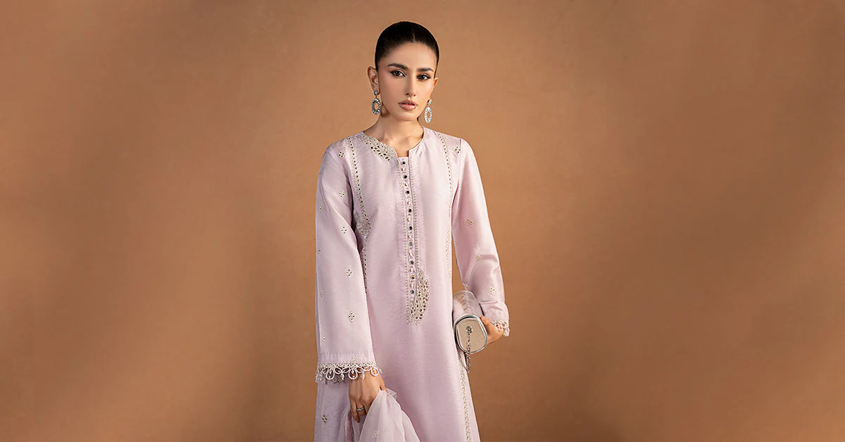 3 Piece Embroidered Raw Silk Suit - Image 7