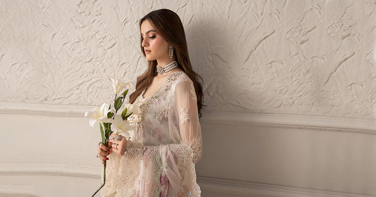 3 Piece Embroidered Chiffon Suit | MCS-25-101 - Image 10