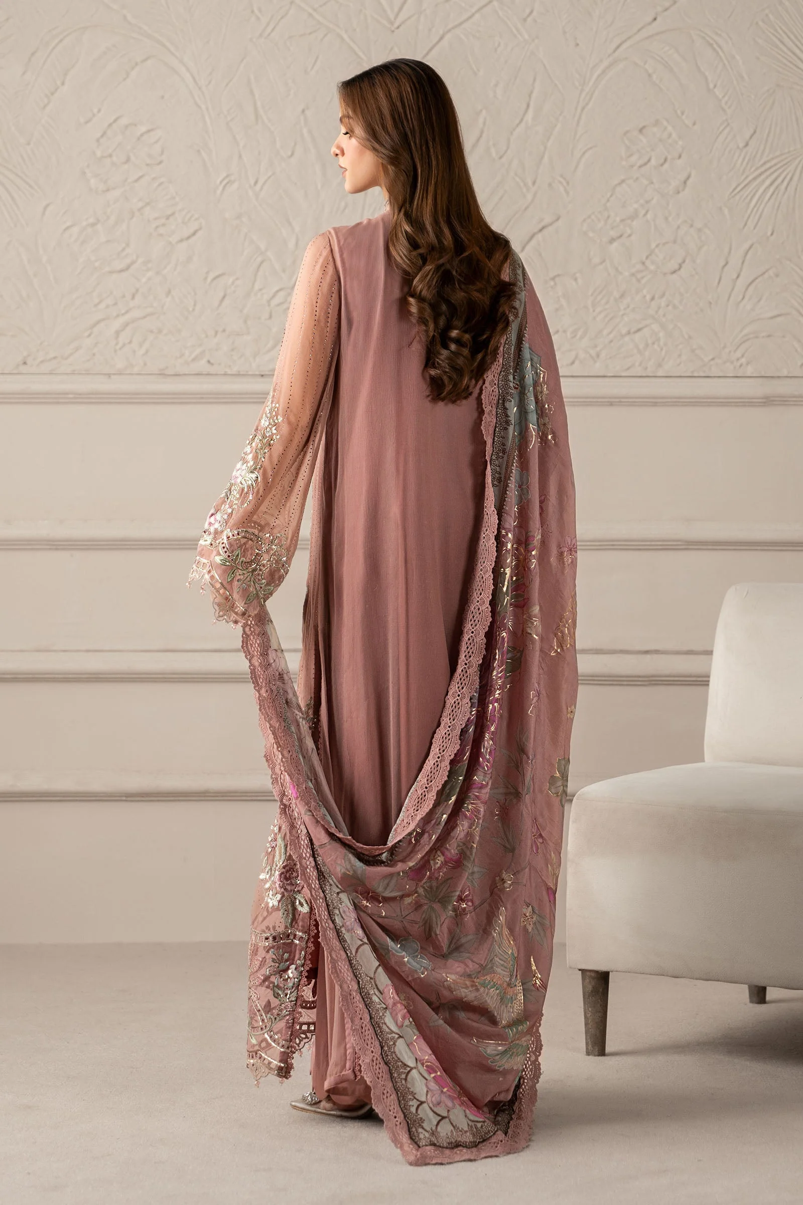 3 Piece Embroidered Chiffon Suit | MCS-25-105 - Image 10