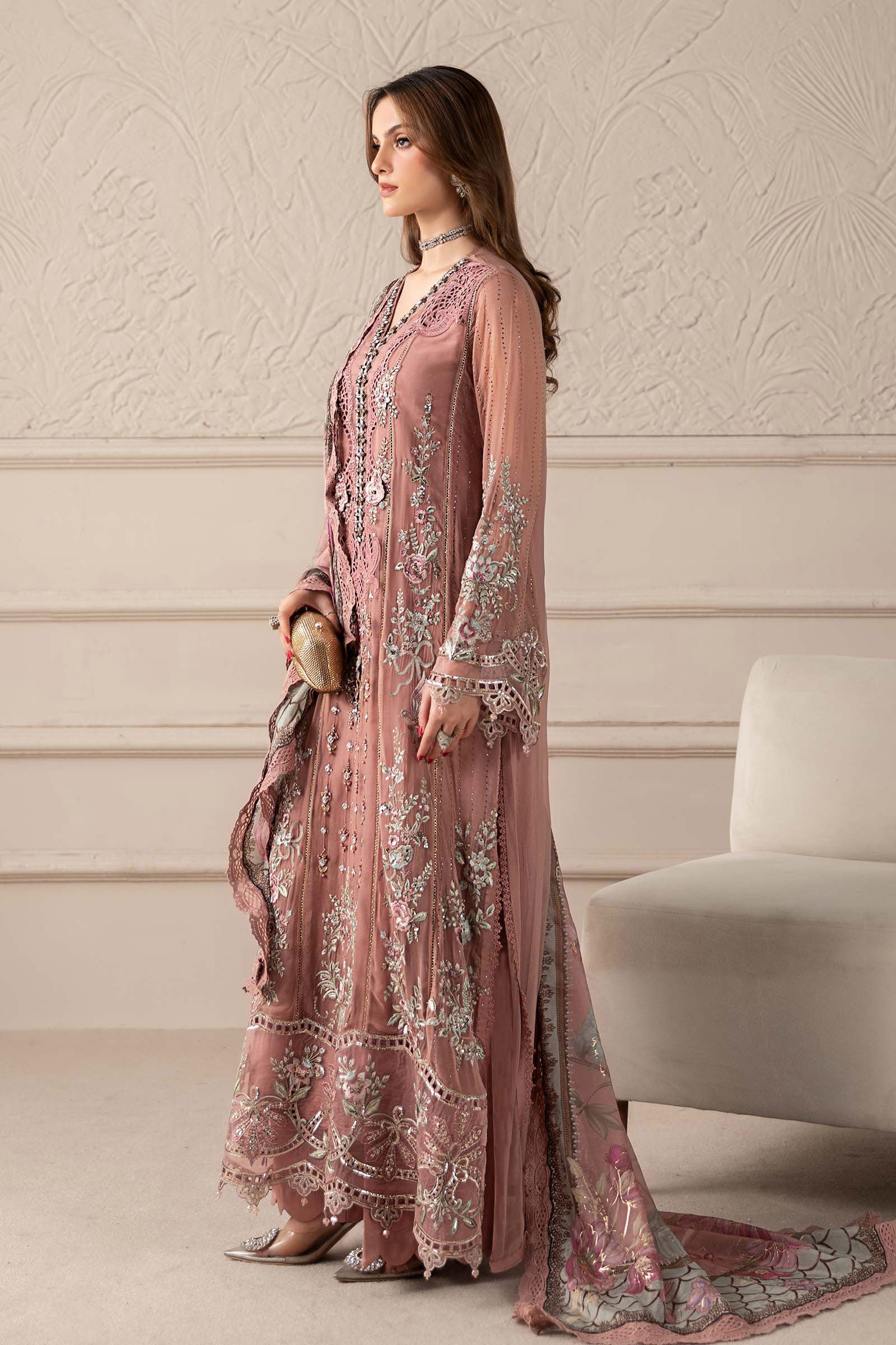 3 Piece Embroidered Chiffon Suit | MCS-25-105 - Image 9