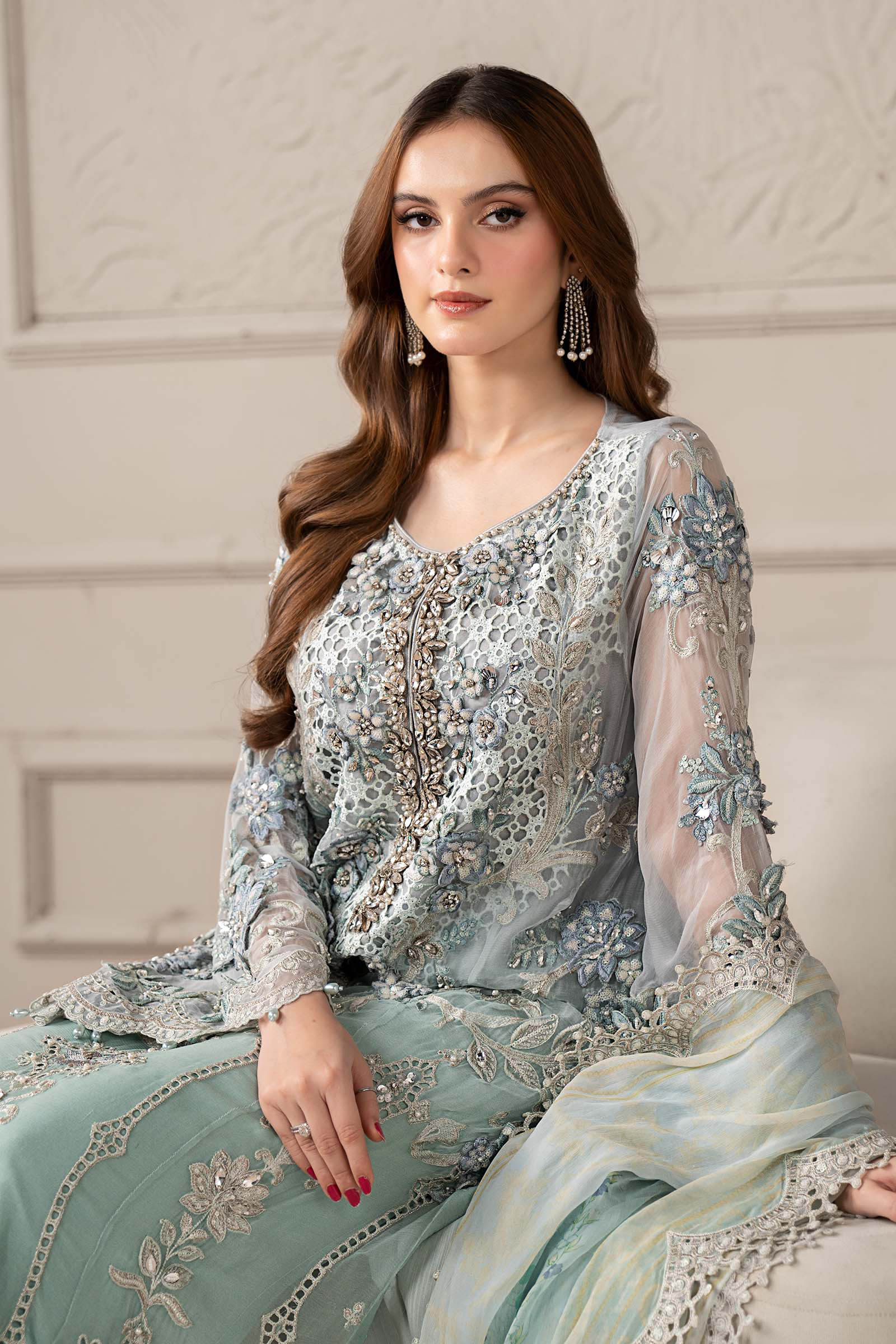 3 Piece Embroidered Chiffon Suit | MCS-25-108 - Image 4