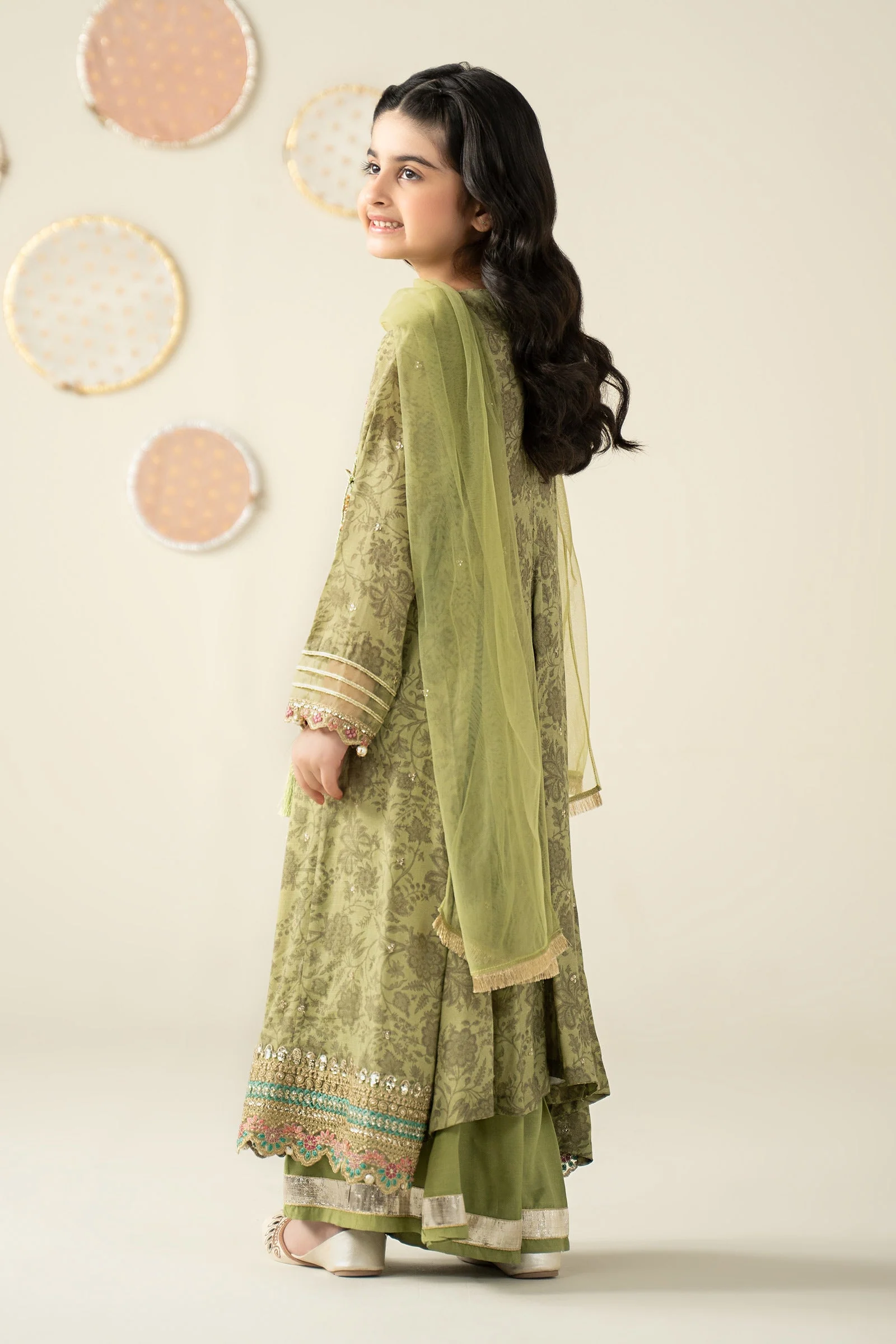 3 Piece Embroidered Raw Silk Suit - Image 8