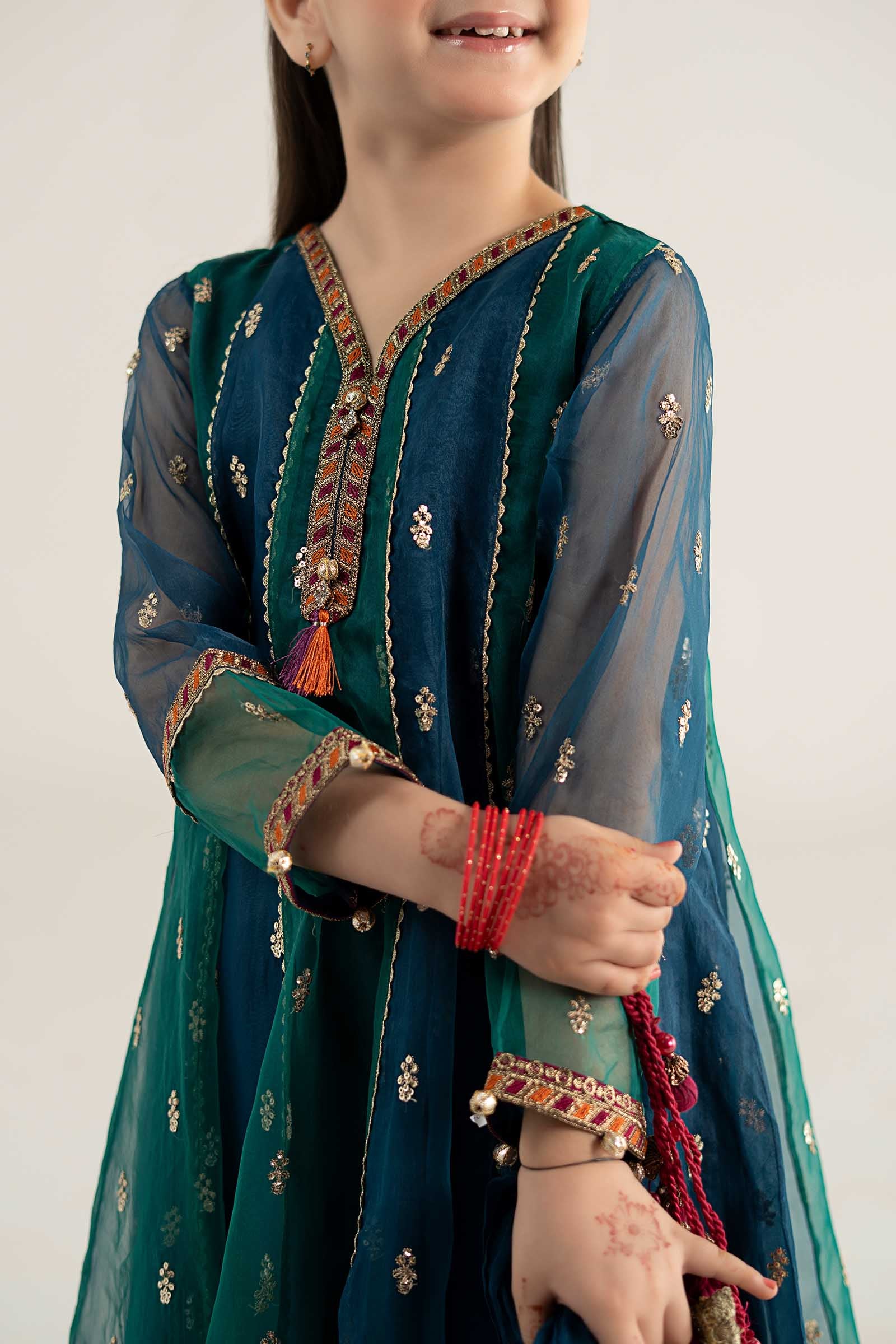 3 Piece Embroidered Poly Organza Suit - Image 6