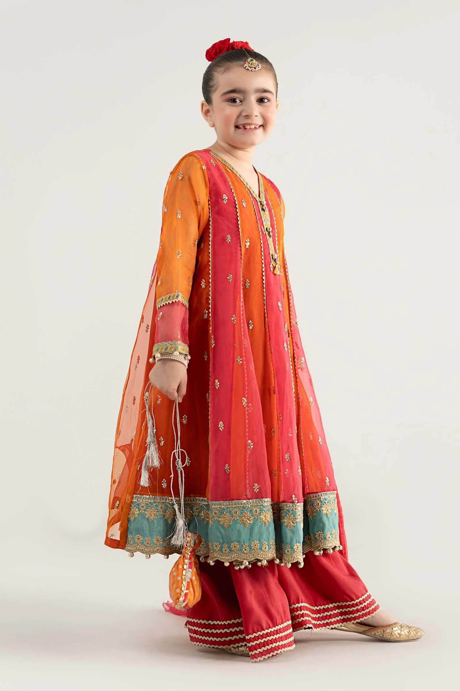 3 Piece Embroidered Poly Organza Suit - Image 7