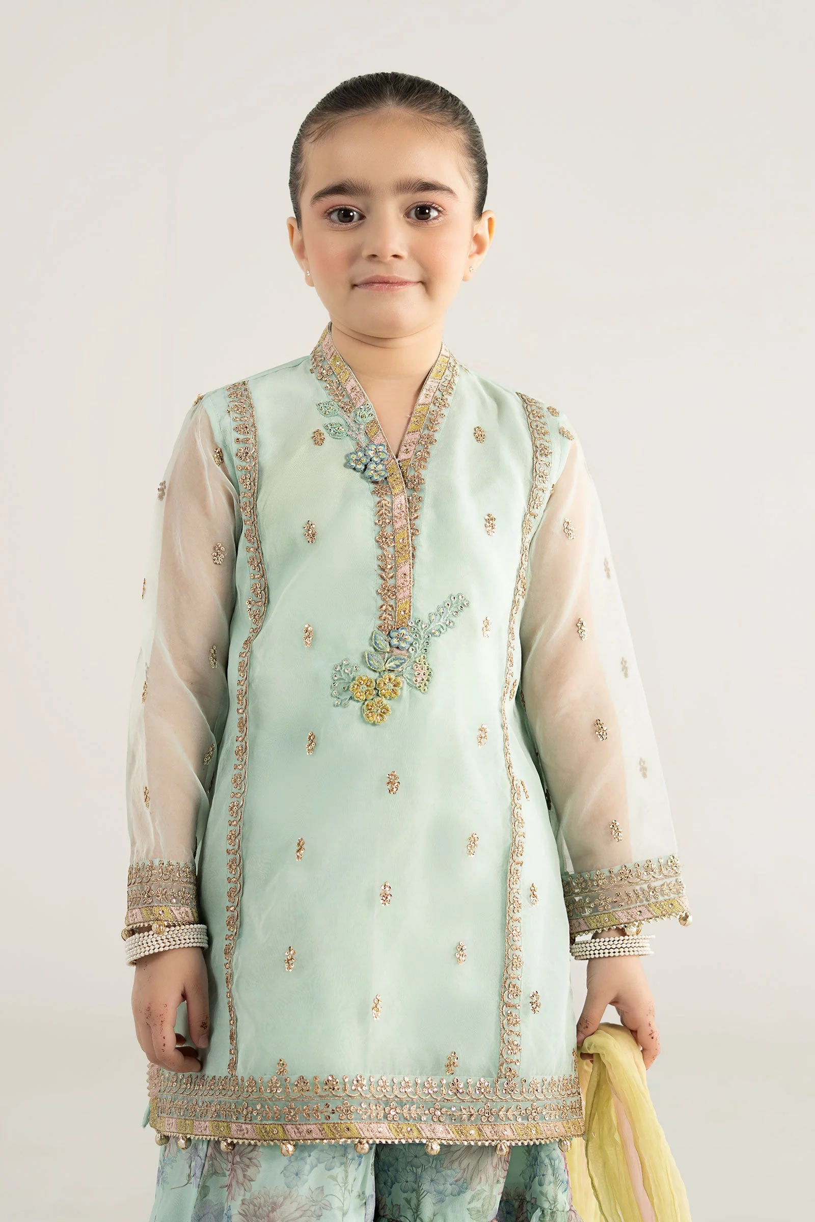 3 Piece Embroidered Poly Organza Suit - Image 2