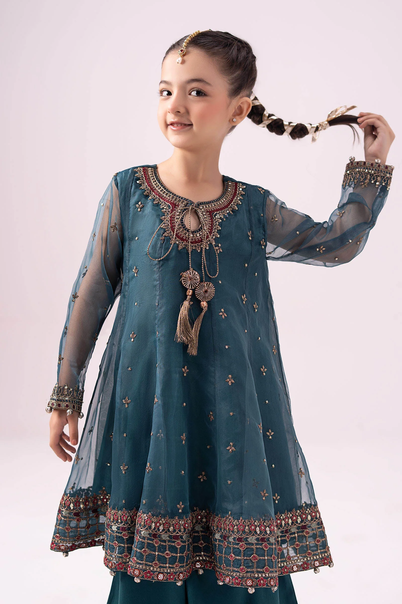3 piece embroidered organza suit - Image 3